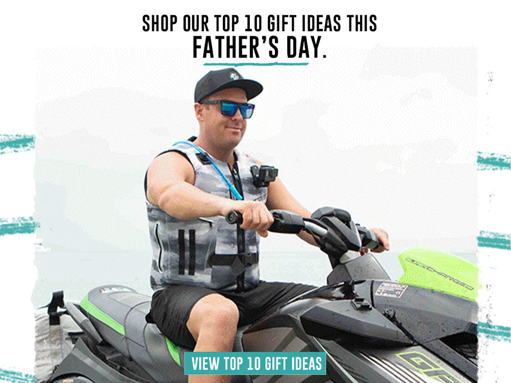 Man in a Jetpilot life jacket on a jet ski — top 10 Father's Day gift ideas