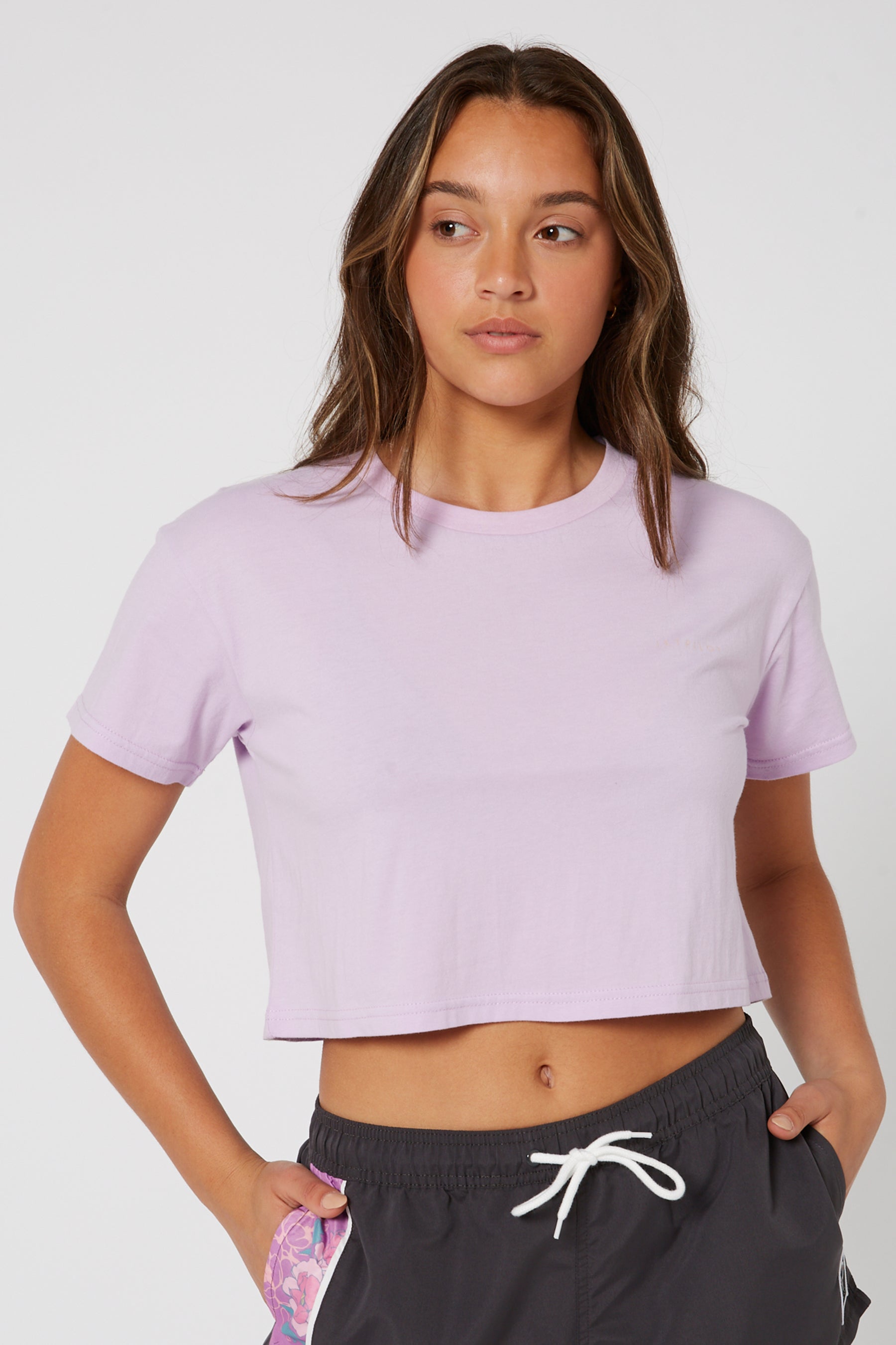 Jetpilot Flora Ladies S/S Crop Tee - Purple — view 01 (3)