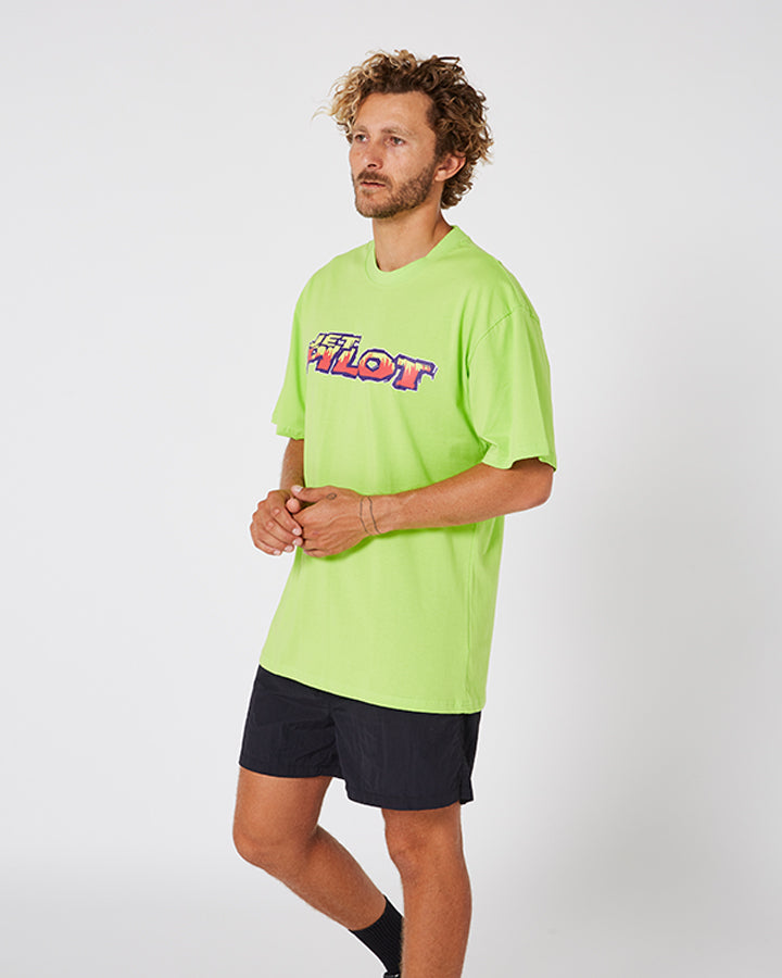 Jetpilot Colour Vision Mens Tee - Neon Lime Lifestyle 3