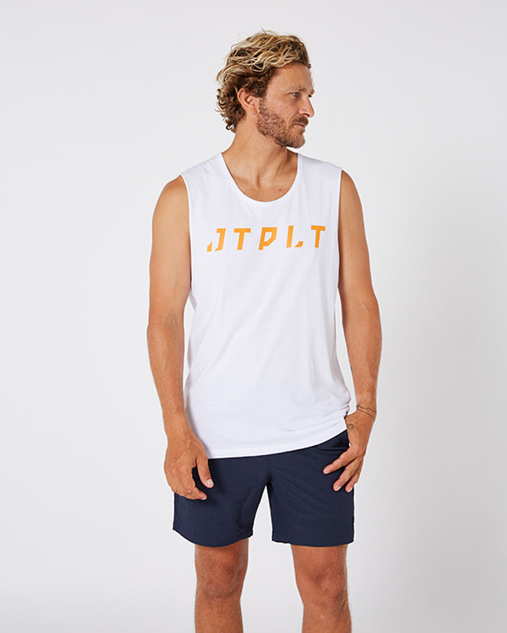 Jetpilot Freeride Mens Muscle Tee - White Lifestyle