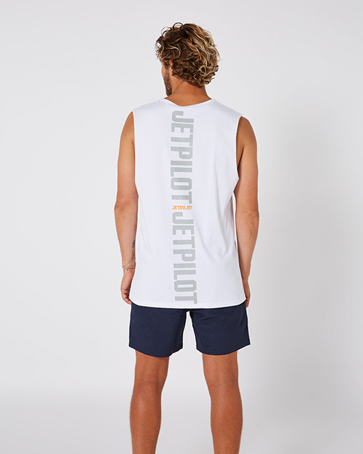 Jetpilot Freeride Mens Muscle Tee - White Lifestyle 2