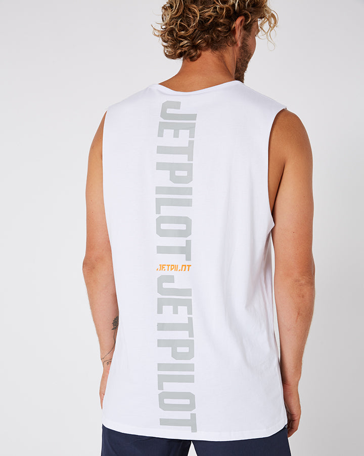 Jetpilot Freeride Mens Muscle Tee - White Lifestyle 4