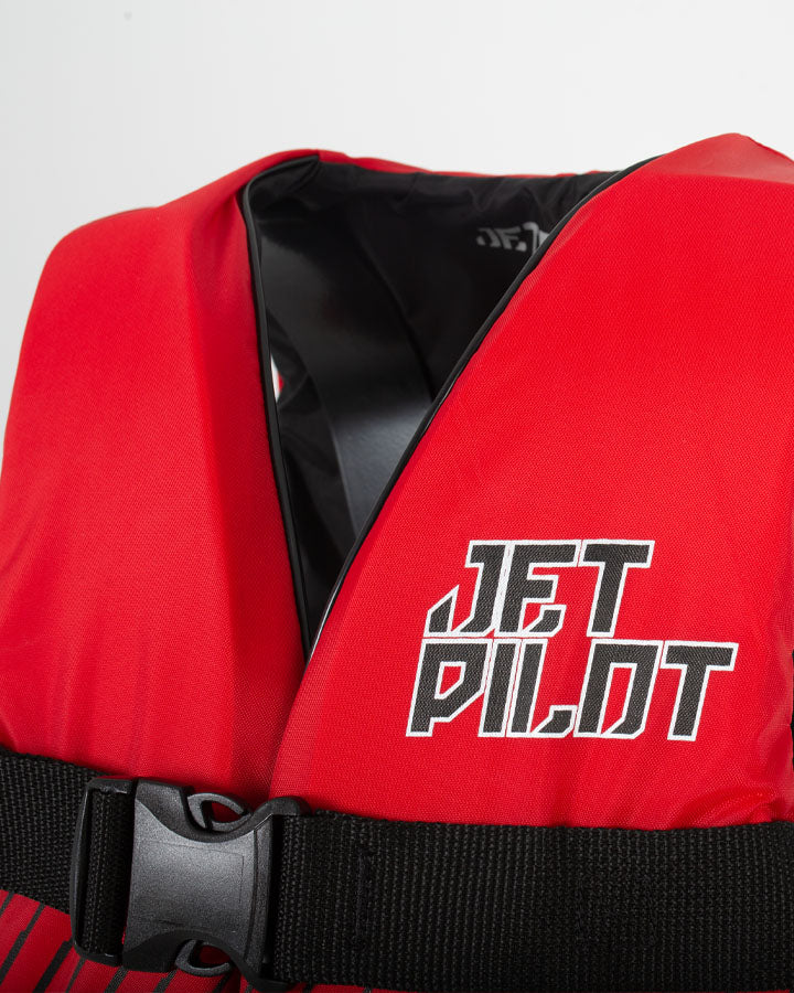 HELIUM F/E MENS NYLON LIFE JACKET - RED - FRONT DETAIL