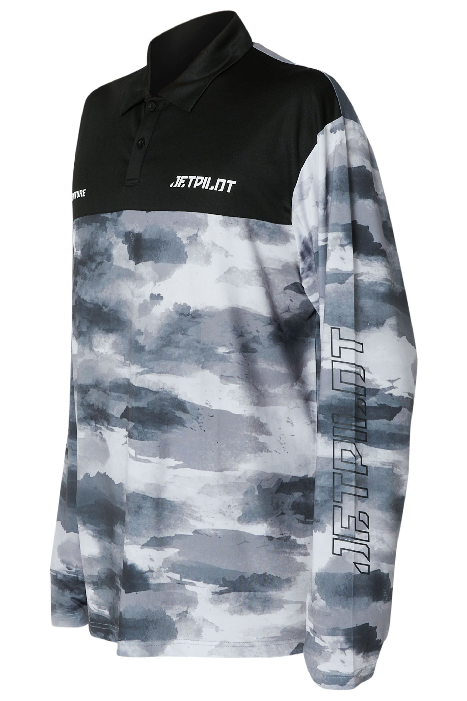 Jetpilot Venture Mens Long Sleeve Fishing Polo - Grey Camo