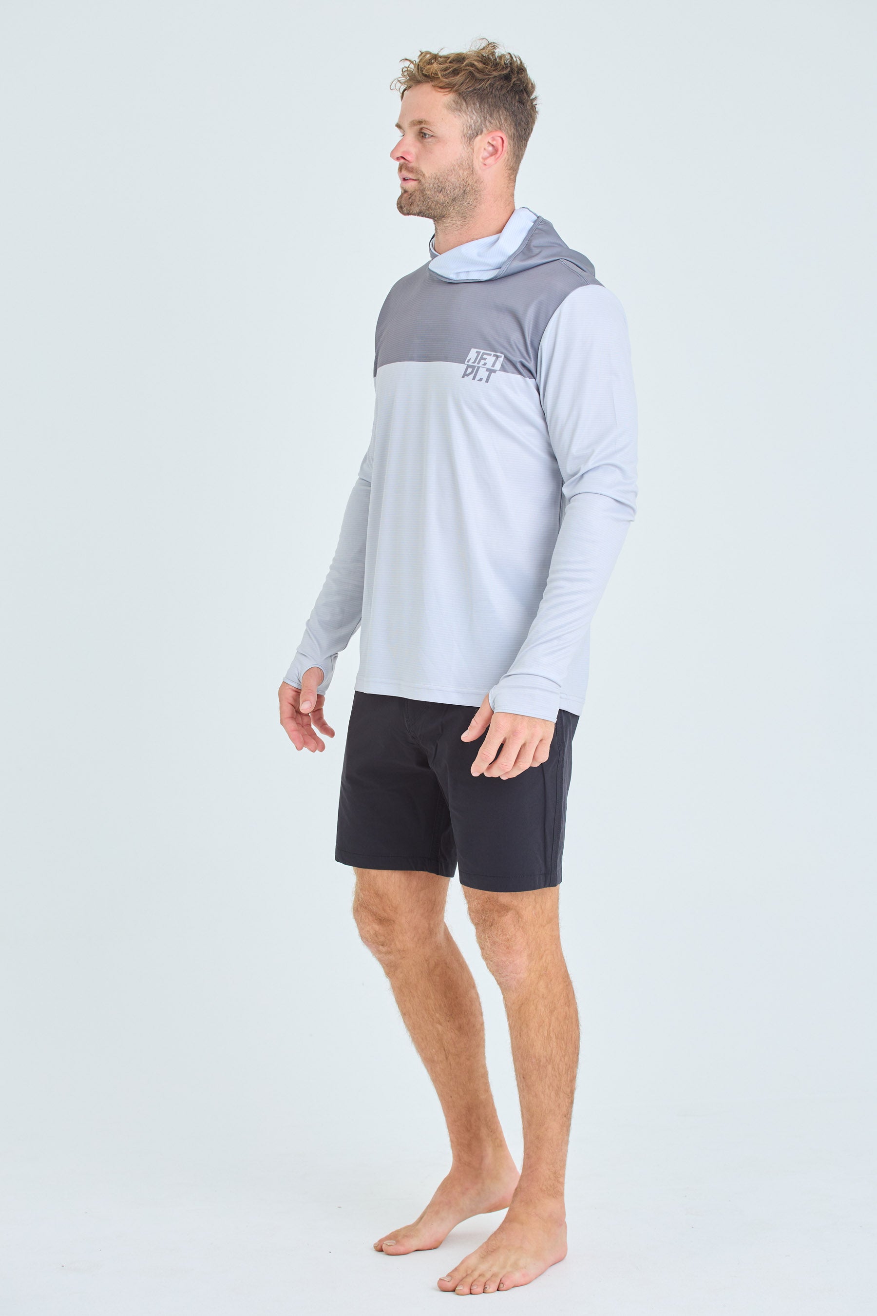 Jetpilot Venture Mens LS Hooded Hydro Tee - Grey 2 — view 05 (3)