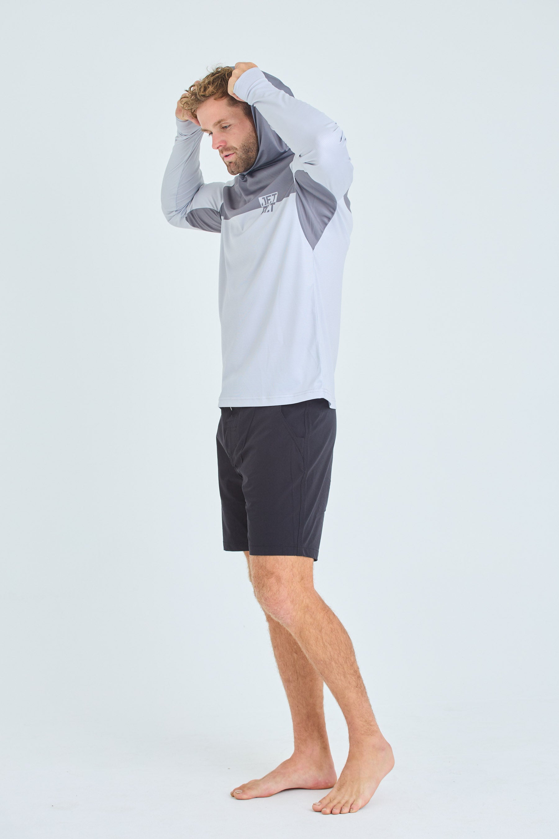 Jetpilot Venture Mens LS Hooded Hydro Tee - Grey 3 — view 13 (3)