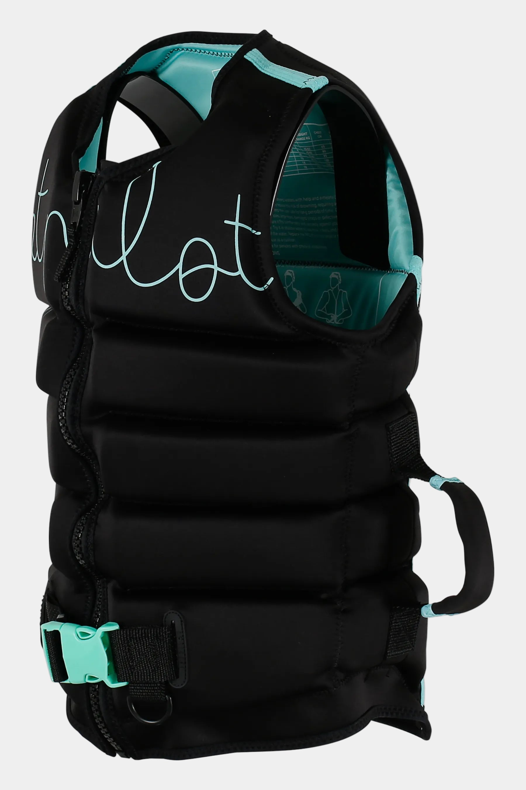 Jetpilot Eden Ladies PWC Life Jacket - Black with teal accents and 'Jetpilot' branding on a white background