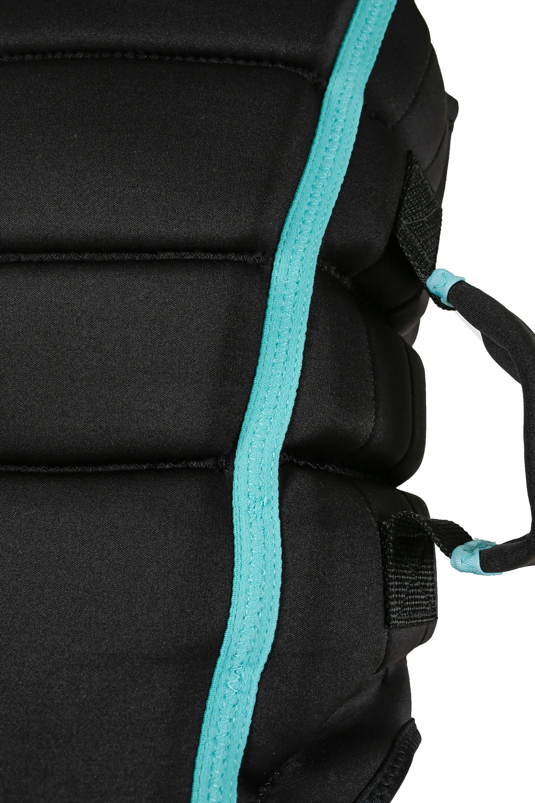 Jetpilot Eden Ladies PWC Life Jacket - Black with turquoise strip on a white background