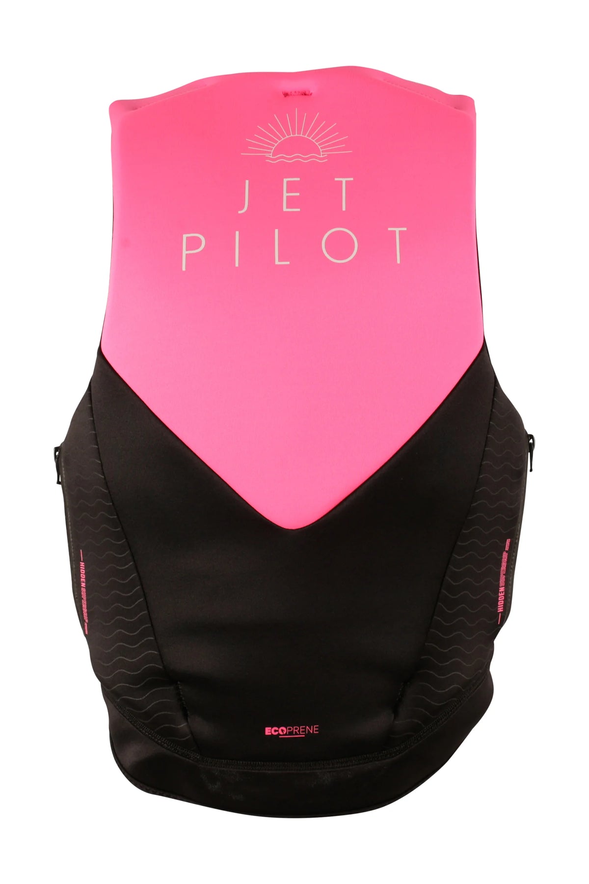 Back of the Pink Cause Ladies with the Jetpilot sunrise print and EcoPrene label