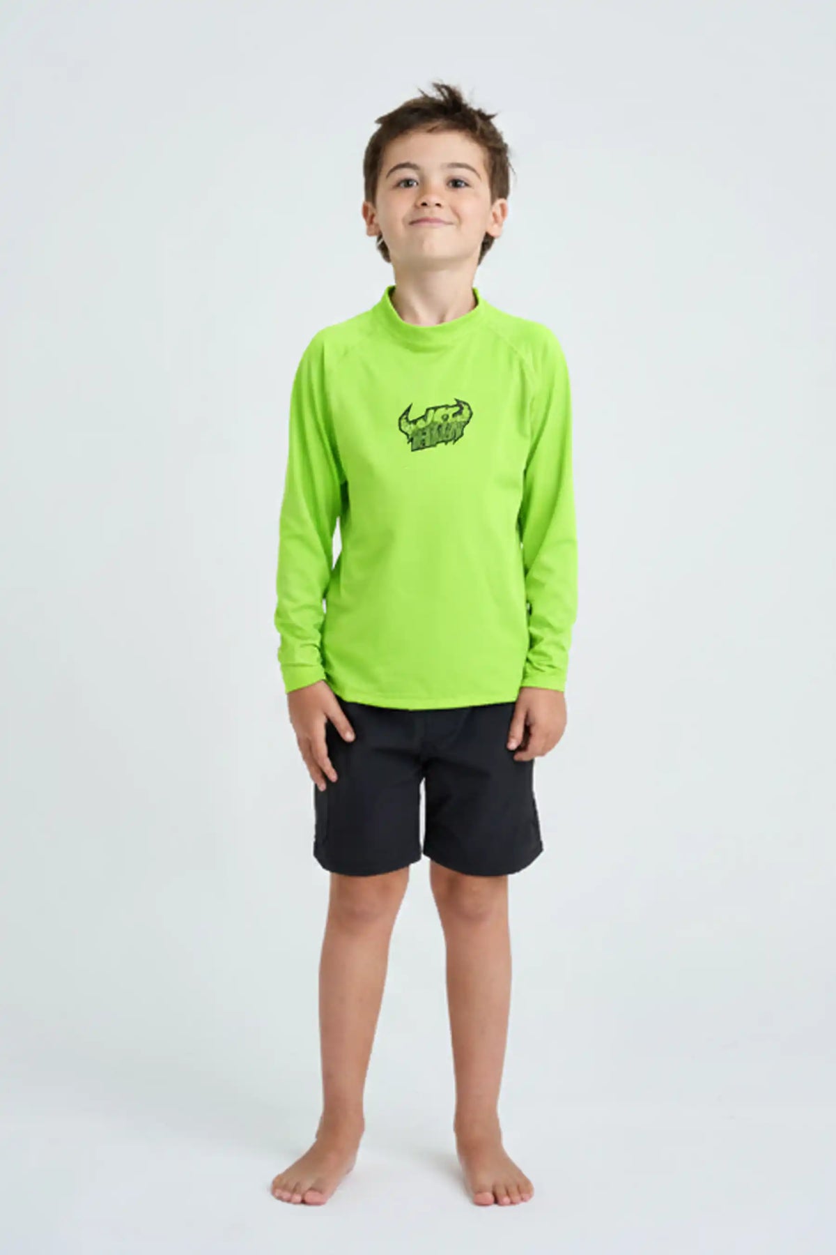 Jetpilot Youth Boys Long Sleeve Rashie - Lime Green