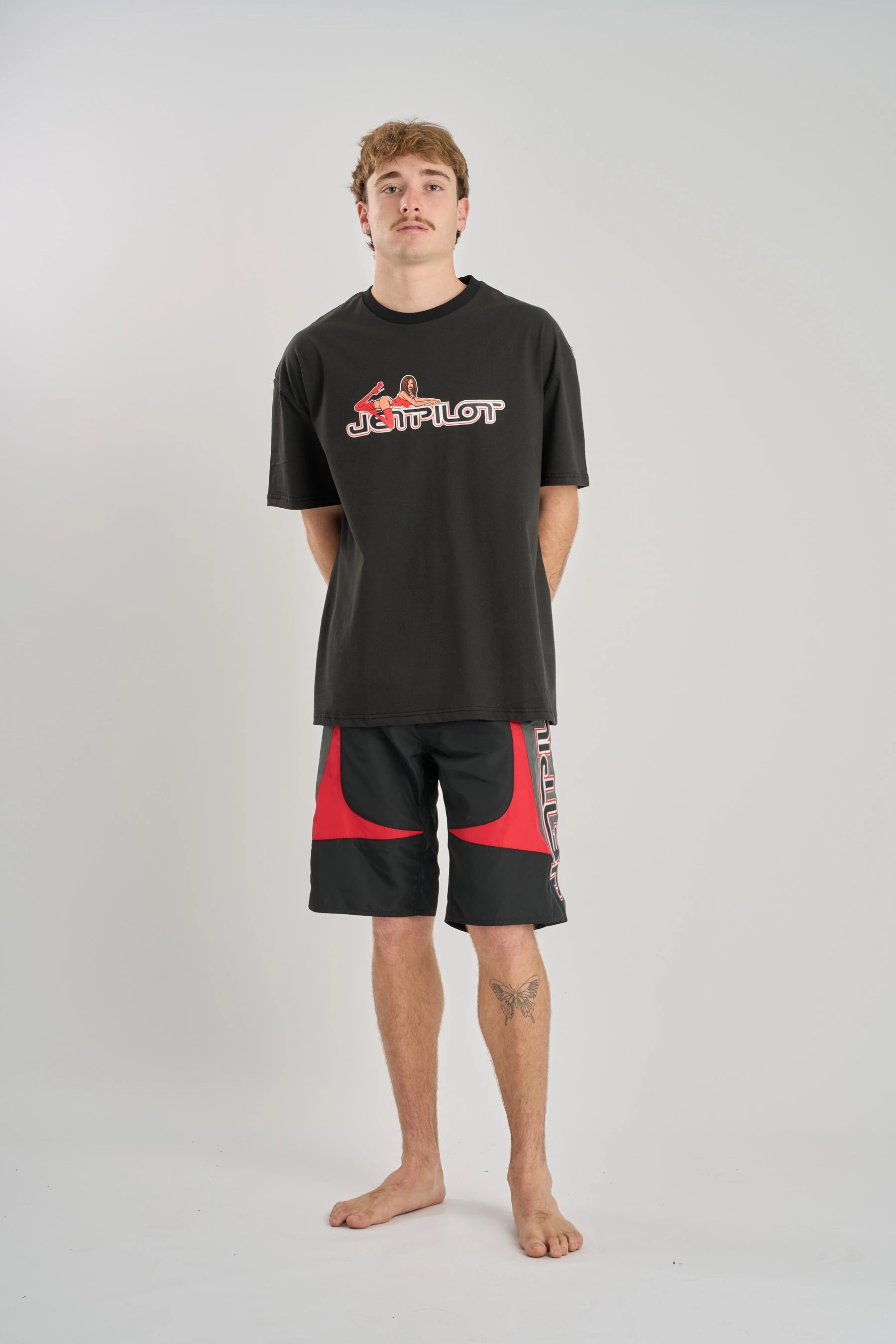 Jetpilot Moto Boardshort - Black/Red 2