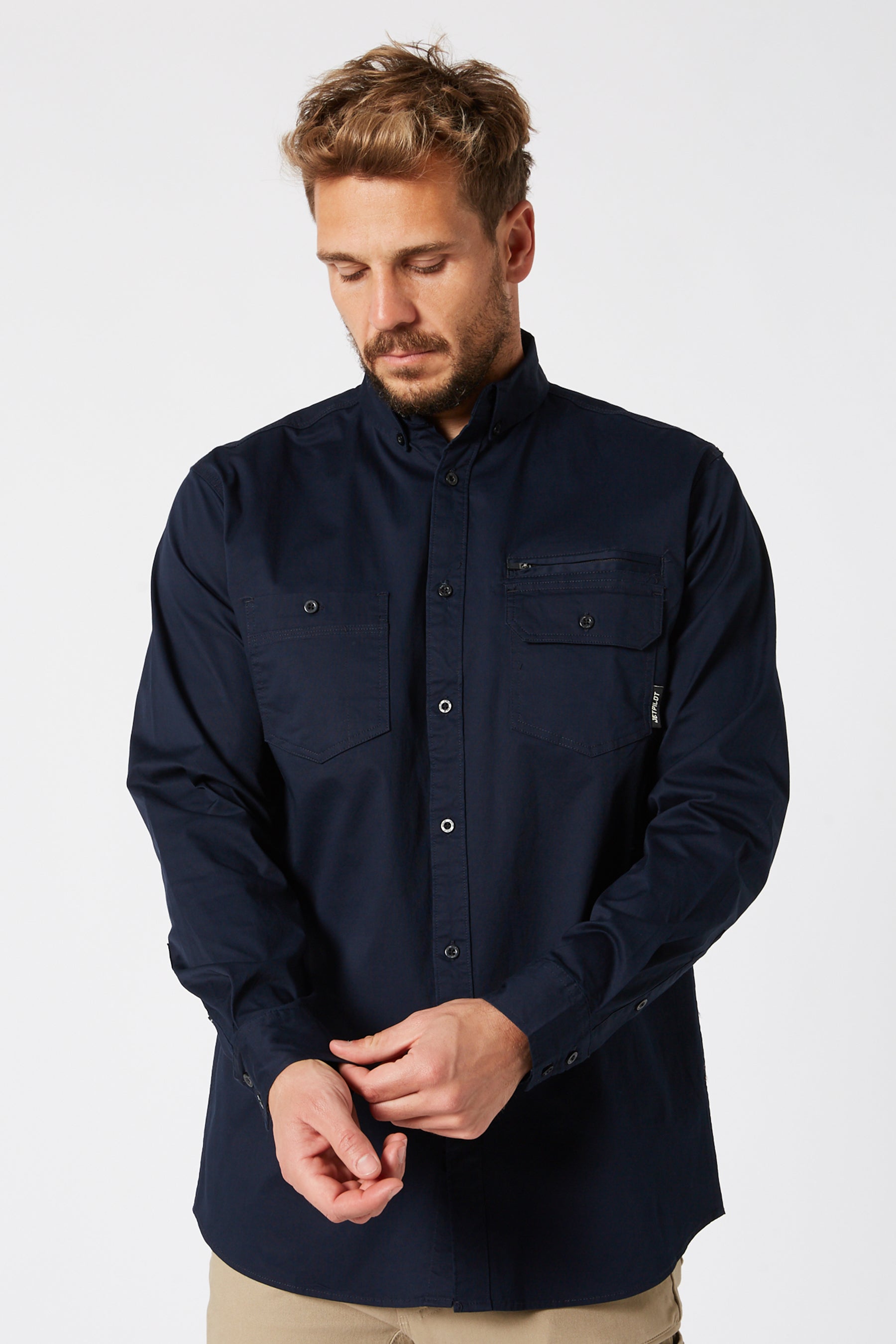 Fueled Mens Long Sleeve Shirt - Ink — view 01 (3)