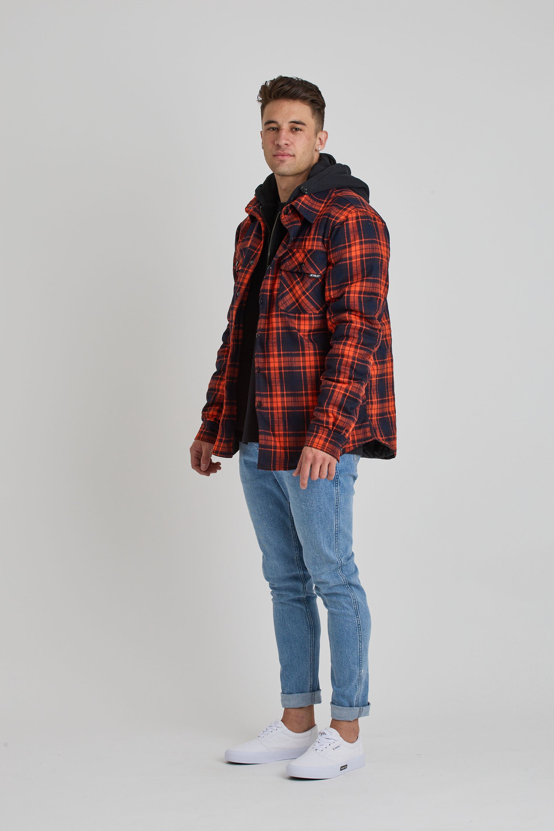 Jetpilot Quilted Mens Flannel Jacket - Orange