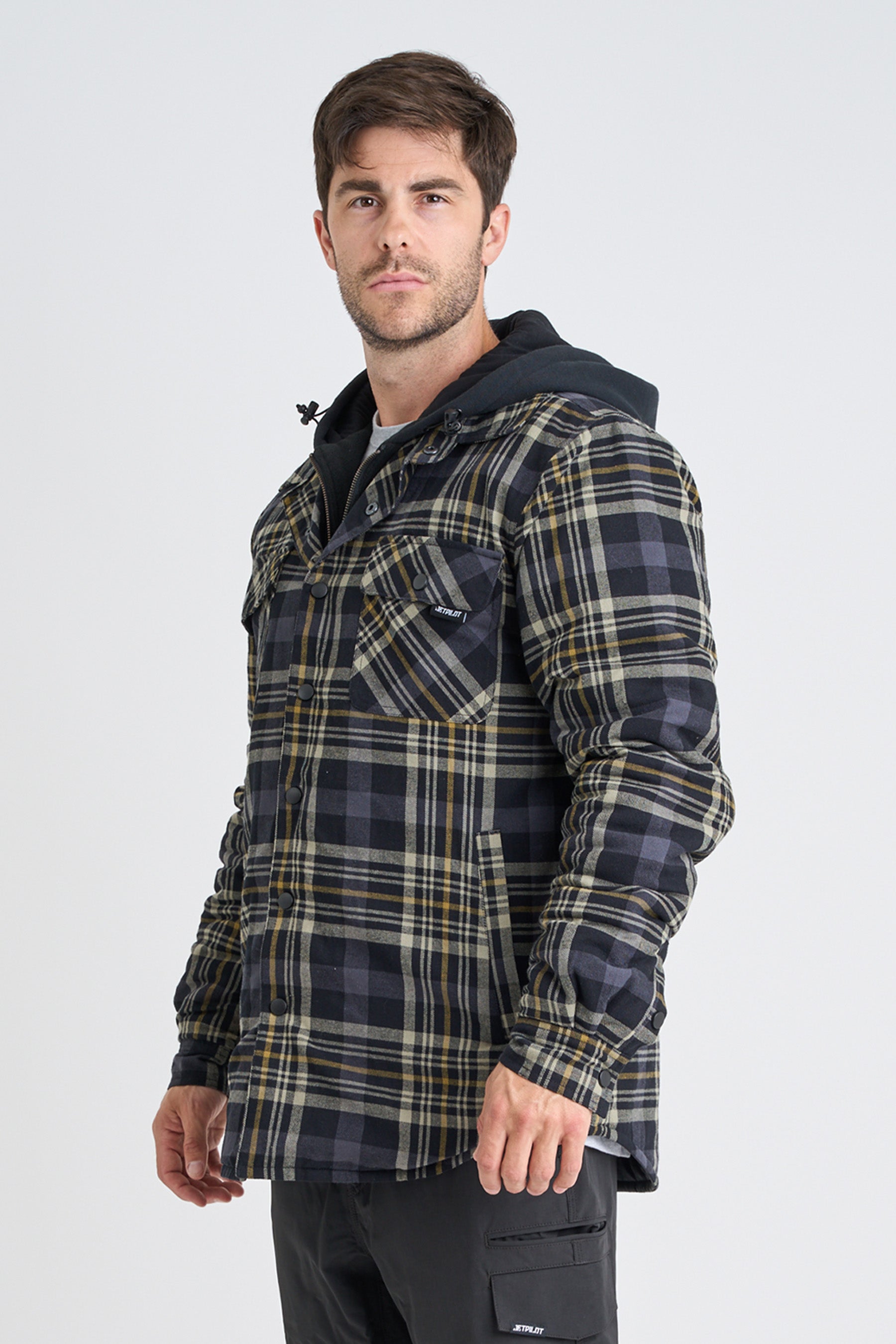Jetpilot Quilted Mens Flannel Jacket - Grey 2