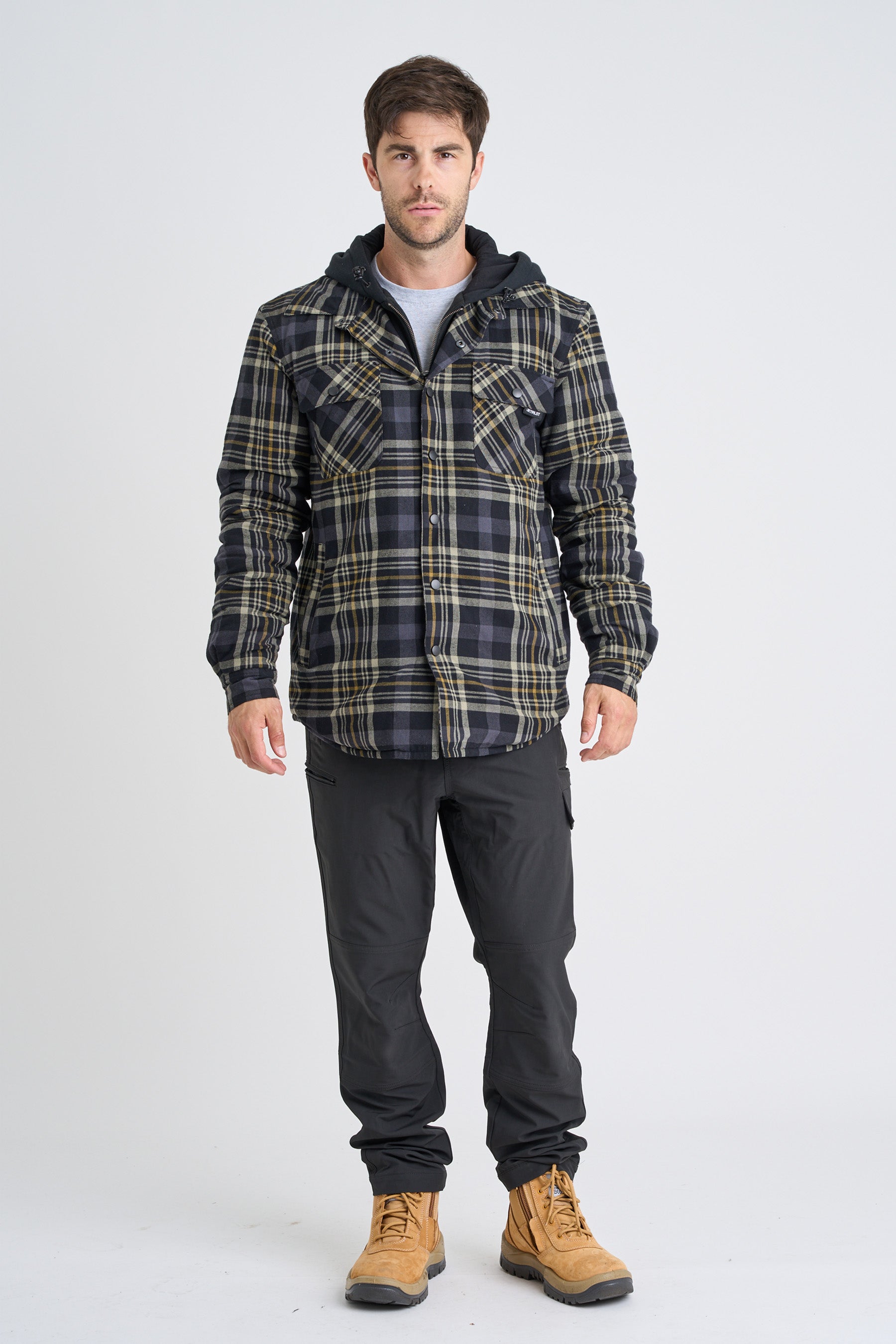 Jetpilot Quilted Mens Flannel Jacket - Grey 4