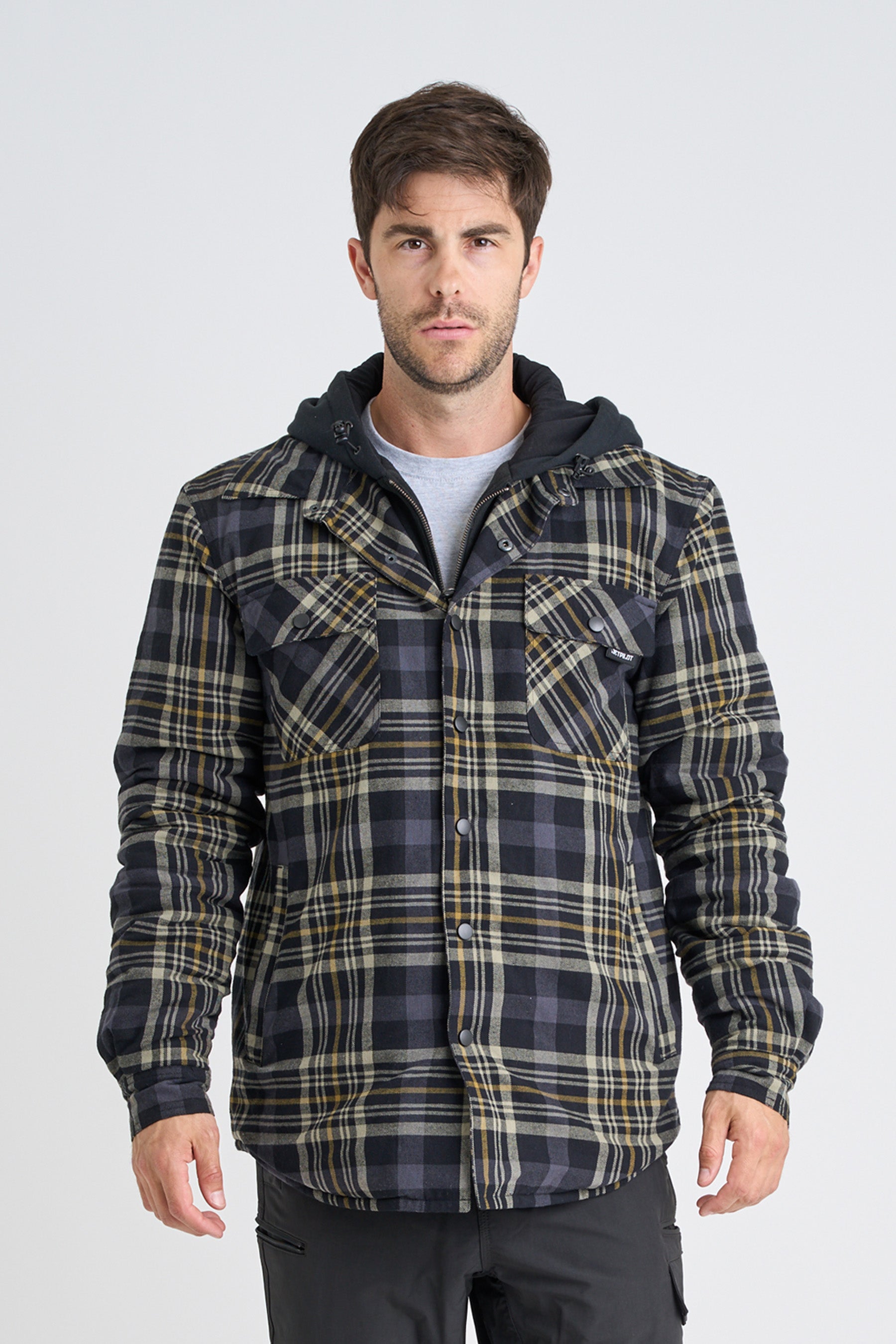 Jetpilot Quilted Mens Flannel Jacket - Grey 1