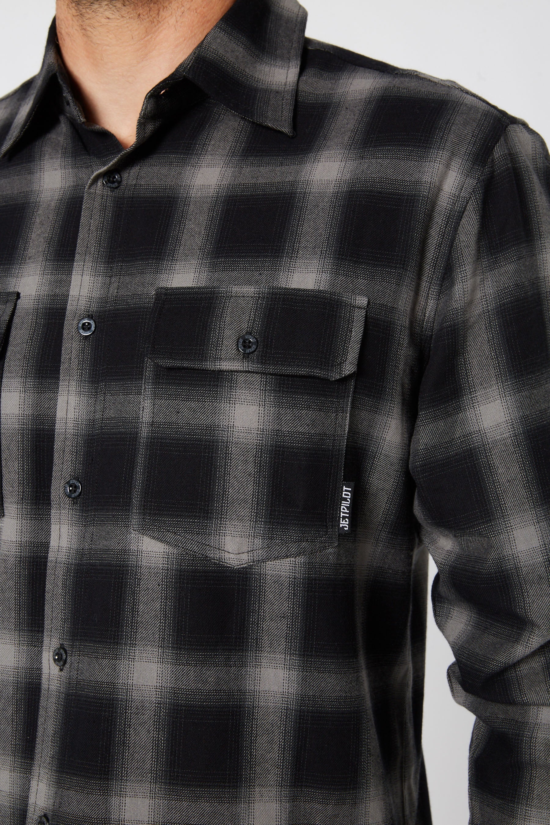 Jetpilot Mens Flannel Shirt - Black