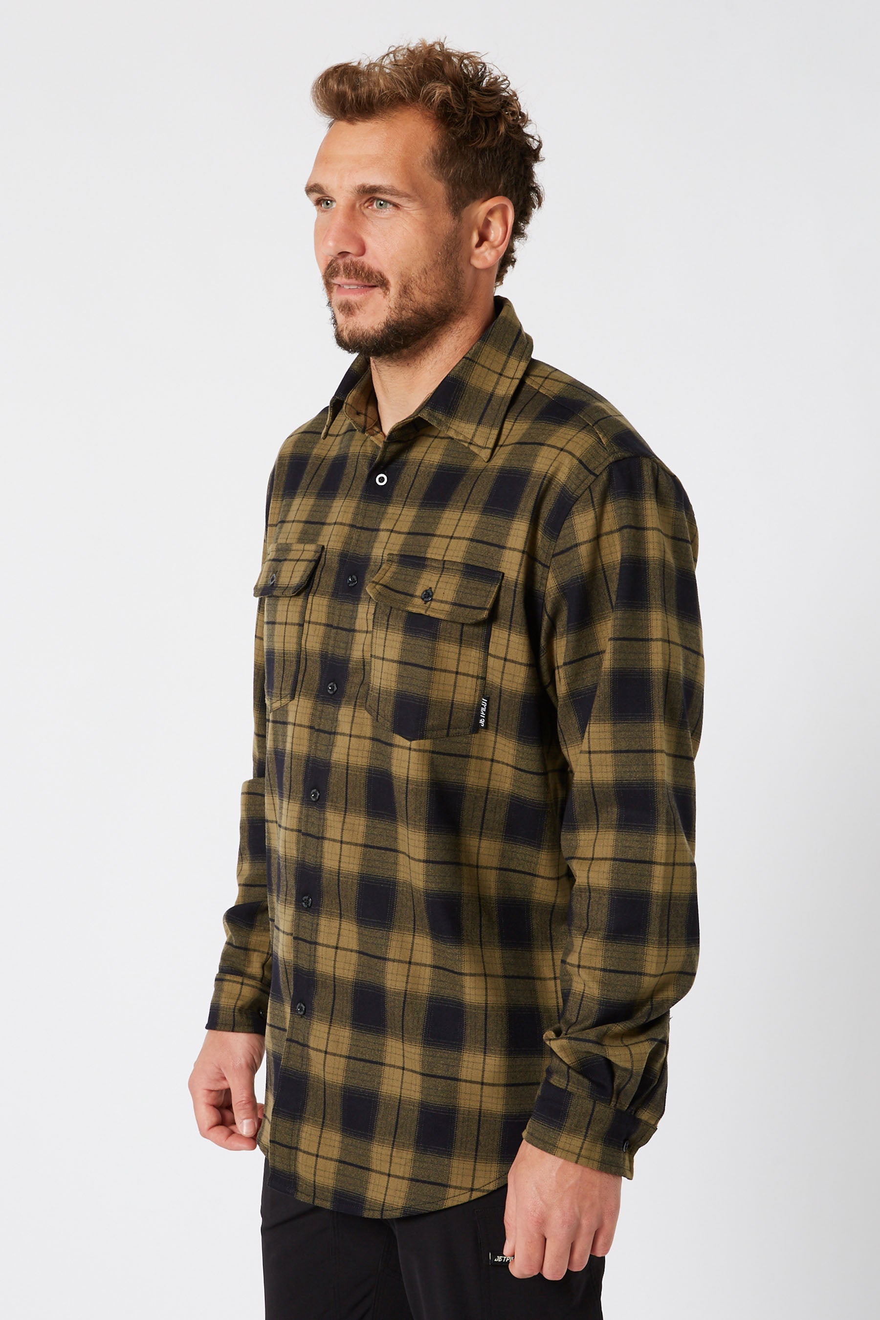 Jetpilot Mens Flannel Shirt - Mustard