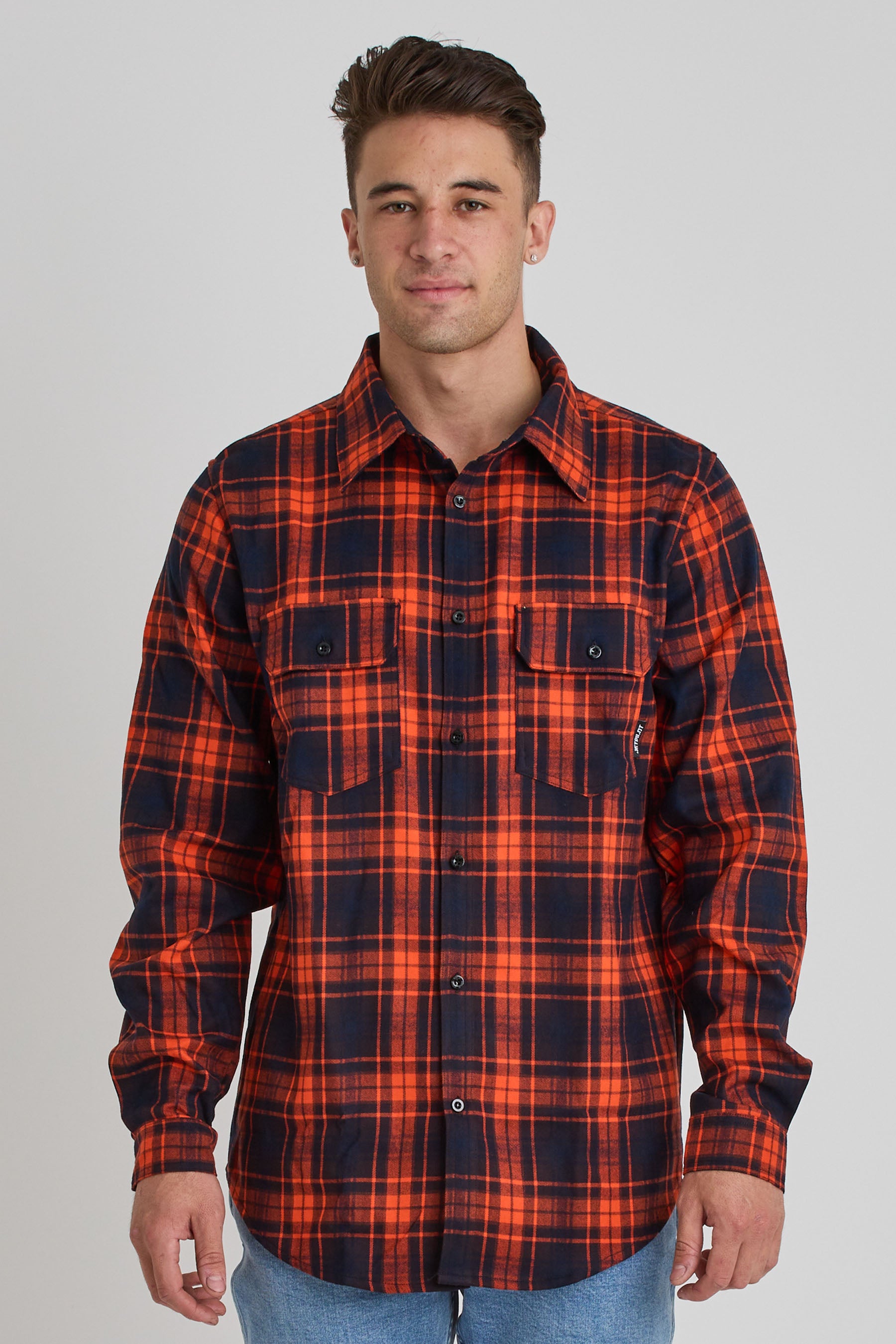 Jetpilot Mens Flannel Shirt - Orange