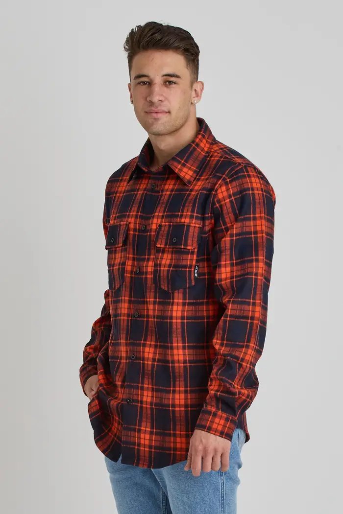 Jetpilot Mens Flannel Shirt - Orange 2 — view 02 (5)