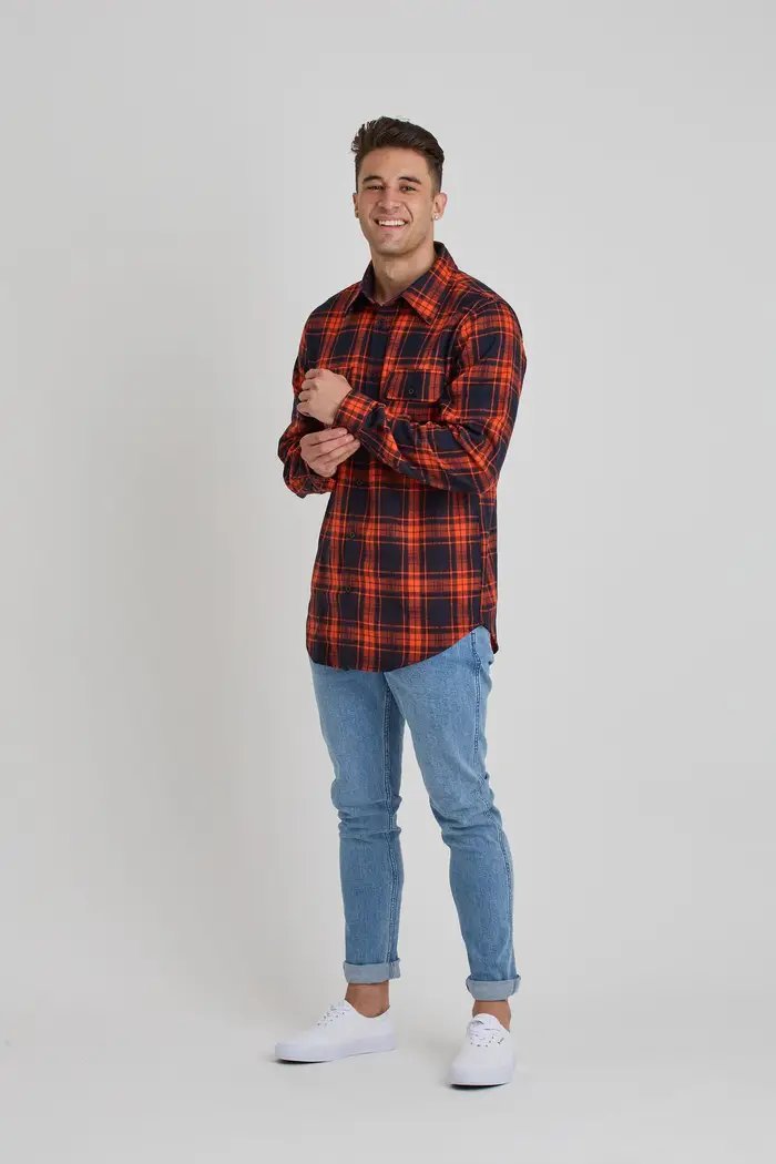 Jetpilot Mens Flannel Shirt - Orange 4 — view 04 (5)
