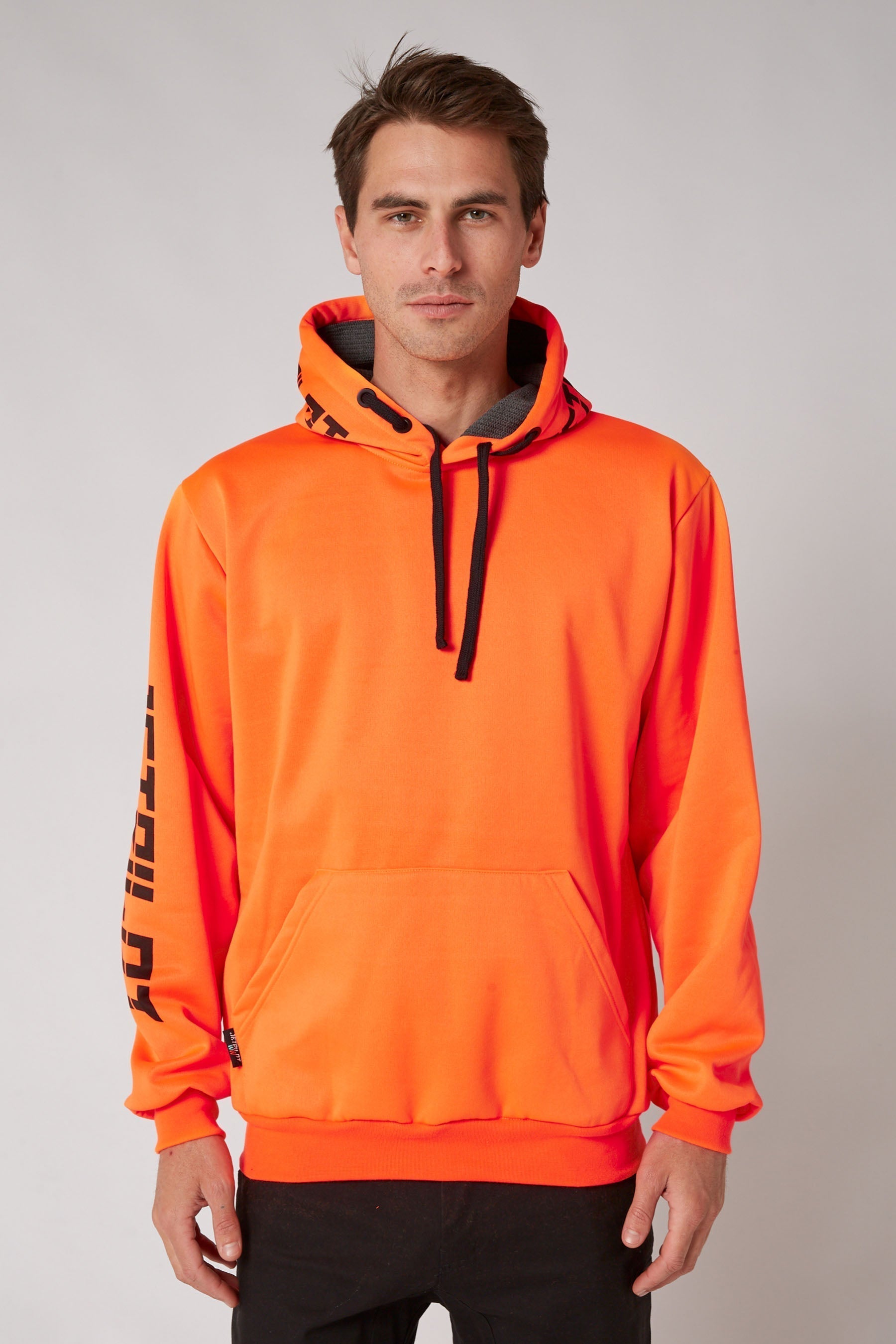 Sparked Mens Pullover Hoodie - Hi Vis Orange