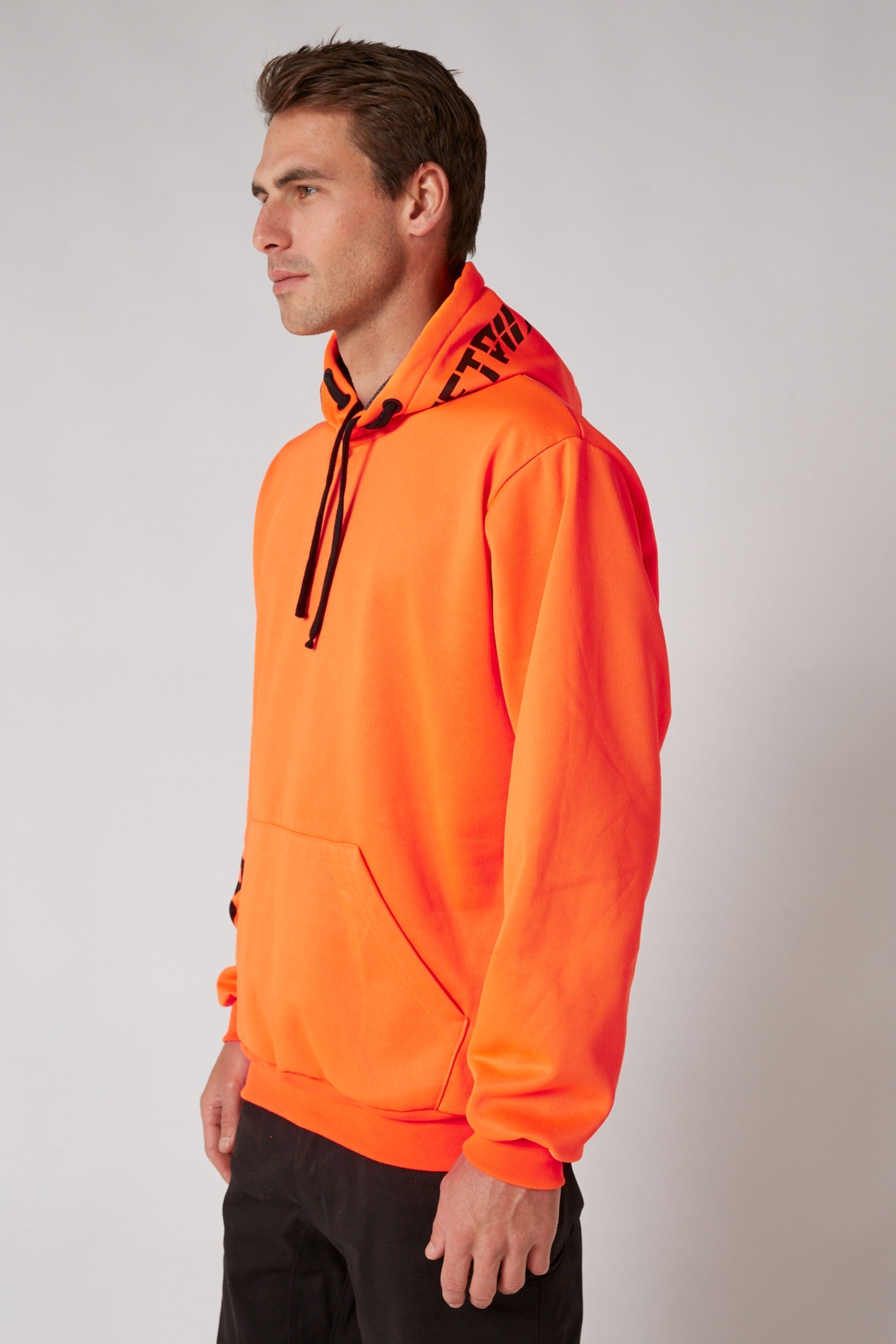 Sparked Mens Pullover Hoodie - Hi Vis Orange