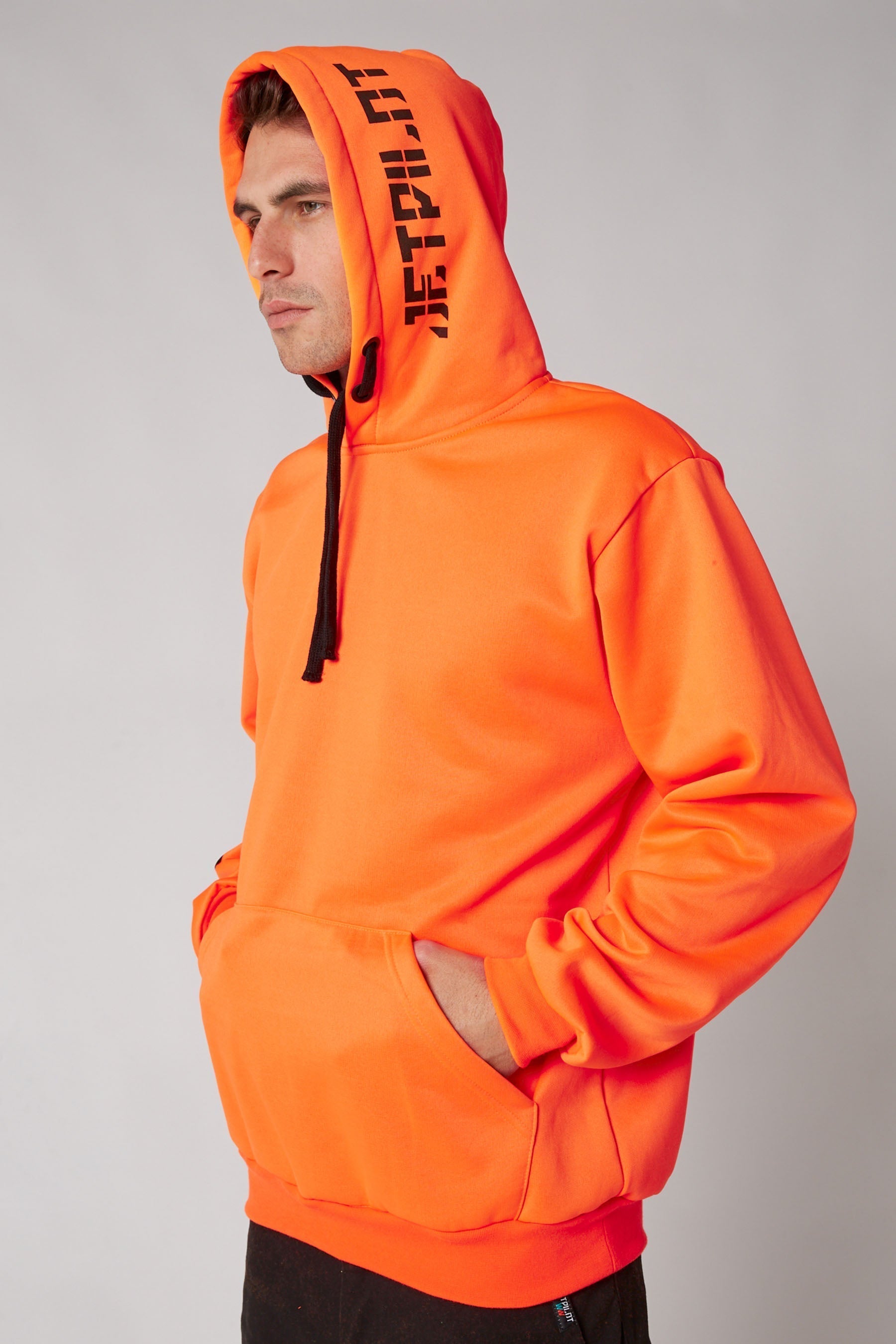 Sparked Mens Pullover Hoodie - Hi Vis Orange