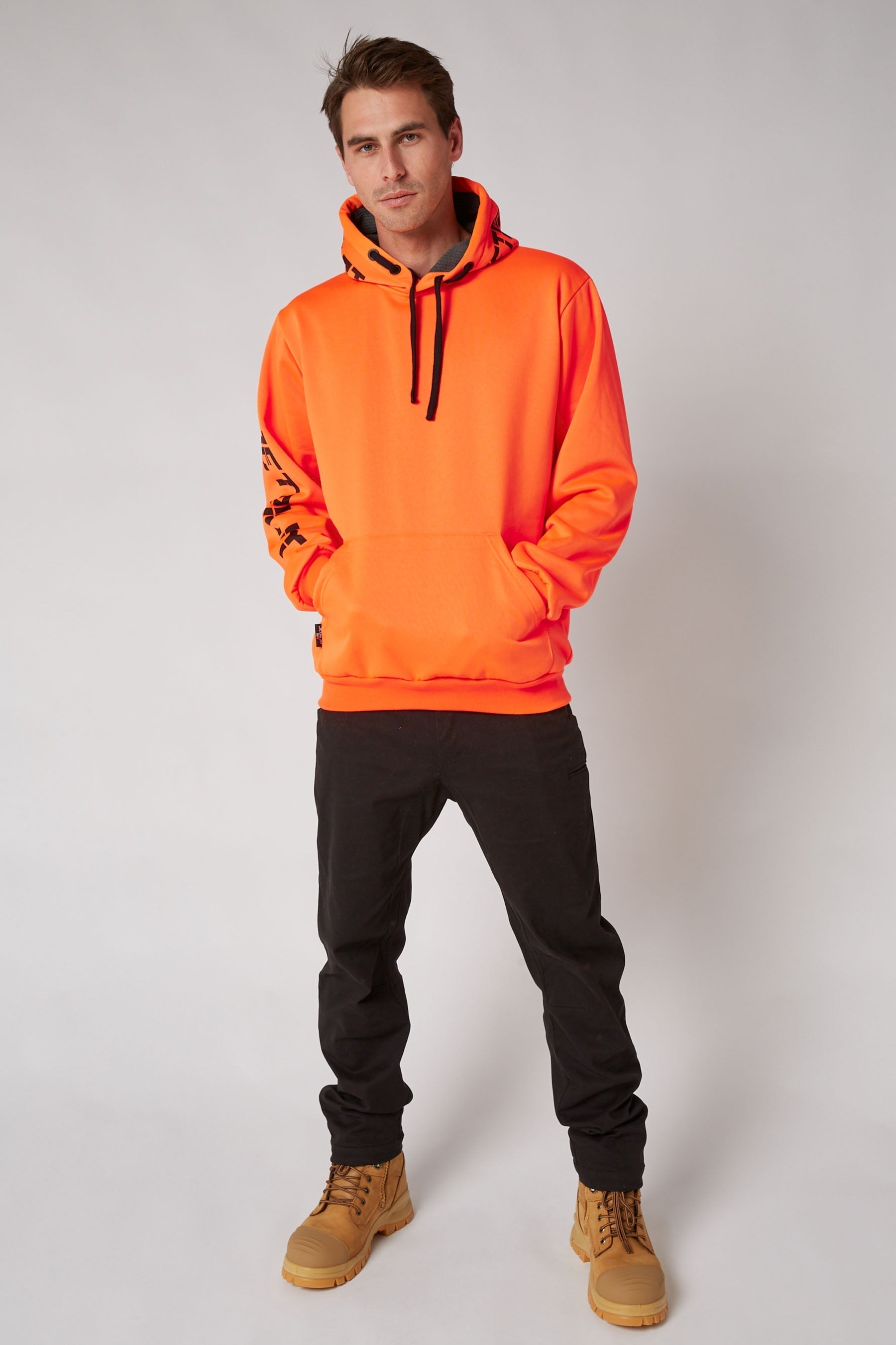 Sparked Mens Pullover Hoodie - Hi Vis Orange