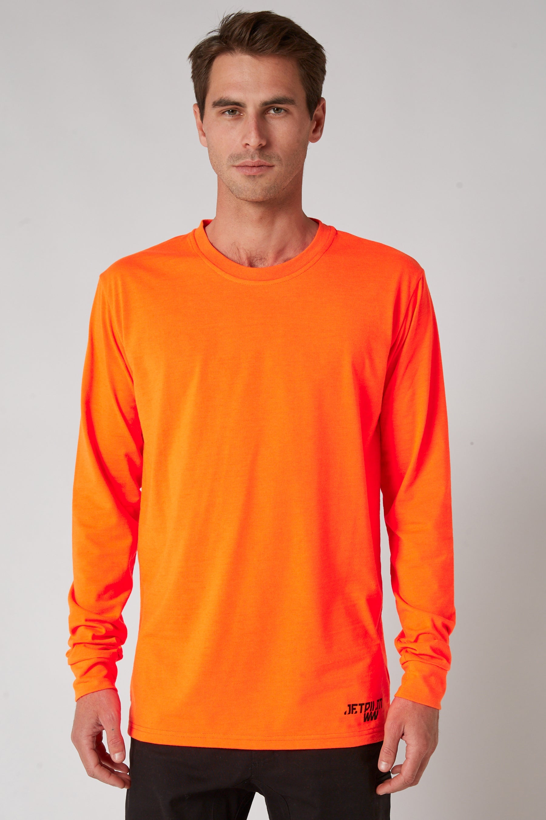 Jetpilot Low Hit Mens L/S Tee - Hi Vis Orange — view 01 (3)