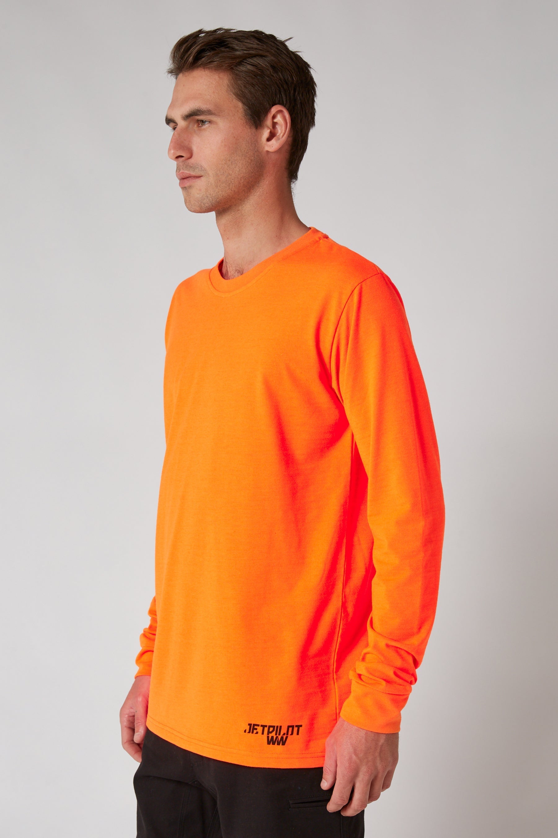 Low Hit Mens L/S Tee - Hi Vis Orange