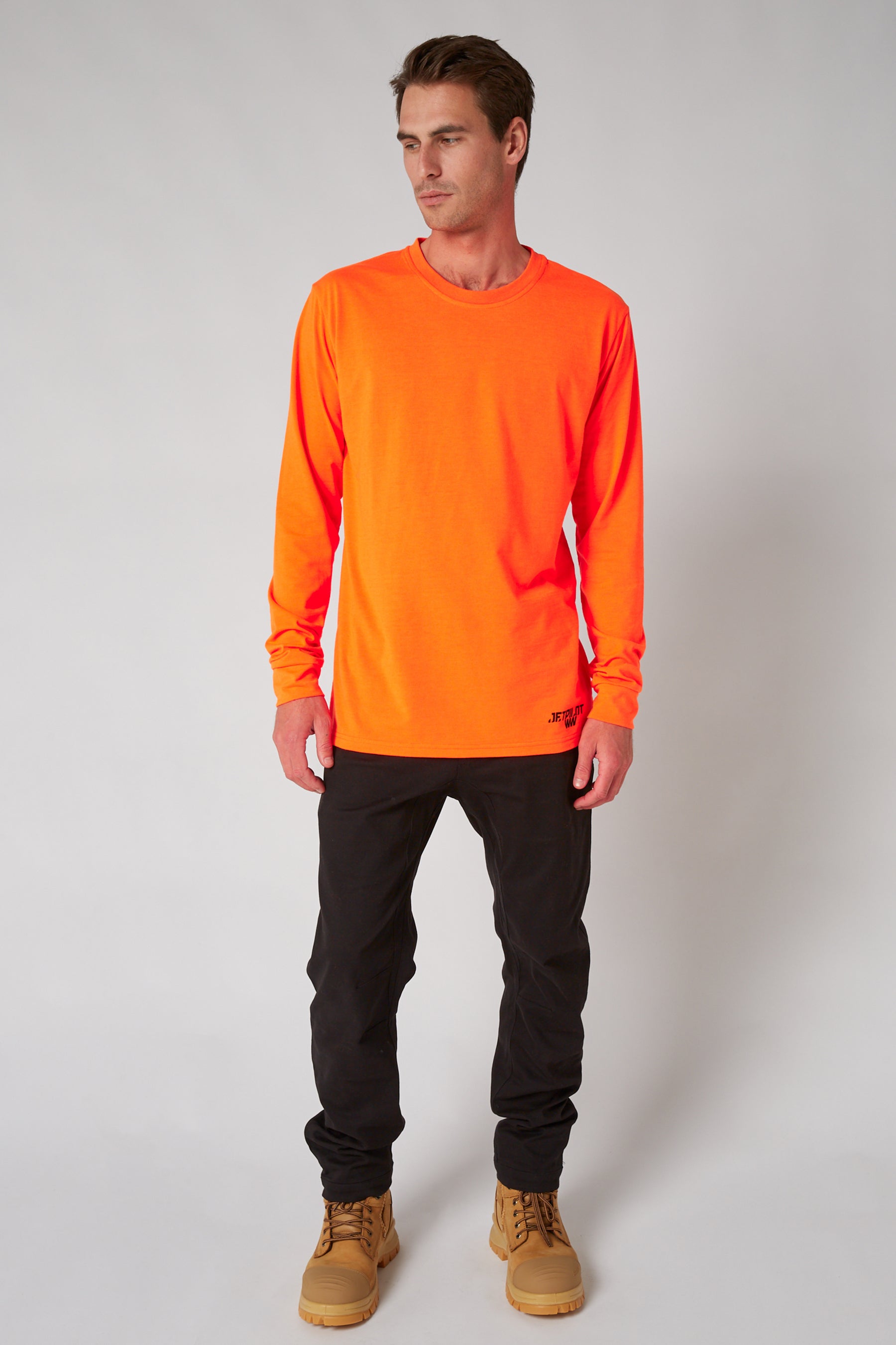Low Hit Mens L/S Tee - Hi Vis Orange