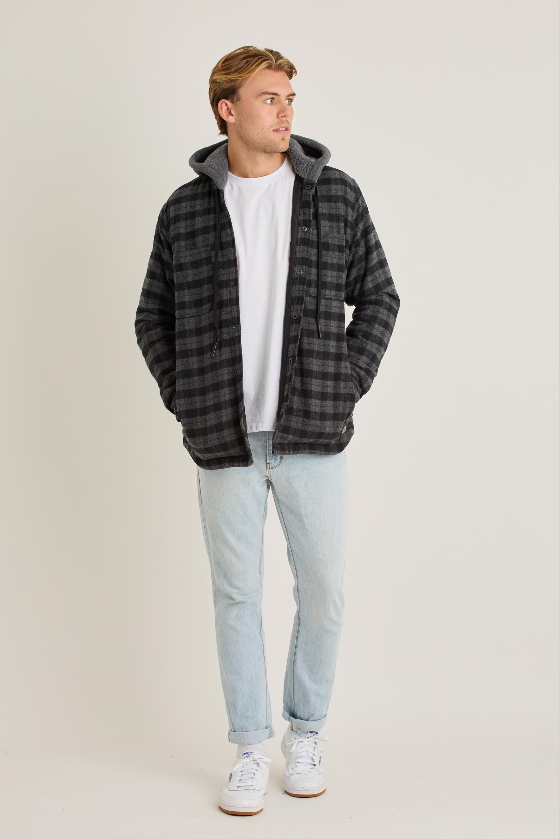 Jetpilot Quilted Sherpa Mens Jacket - Black 2 — view 02 (5)