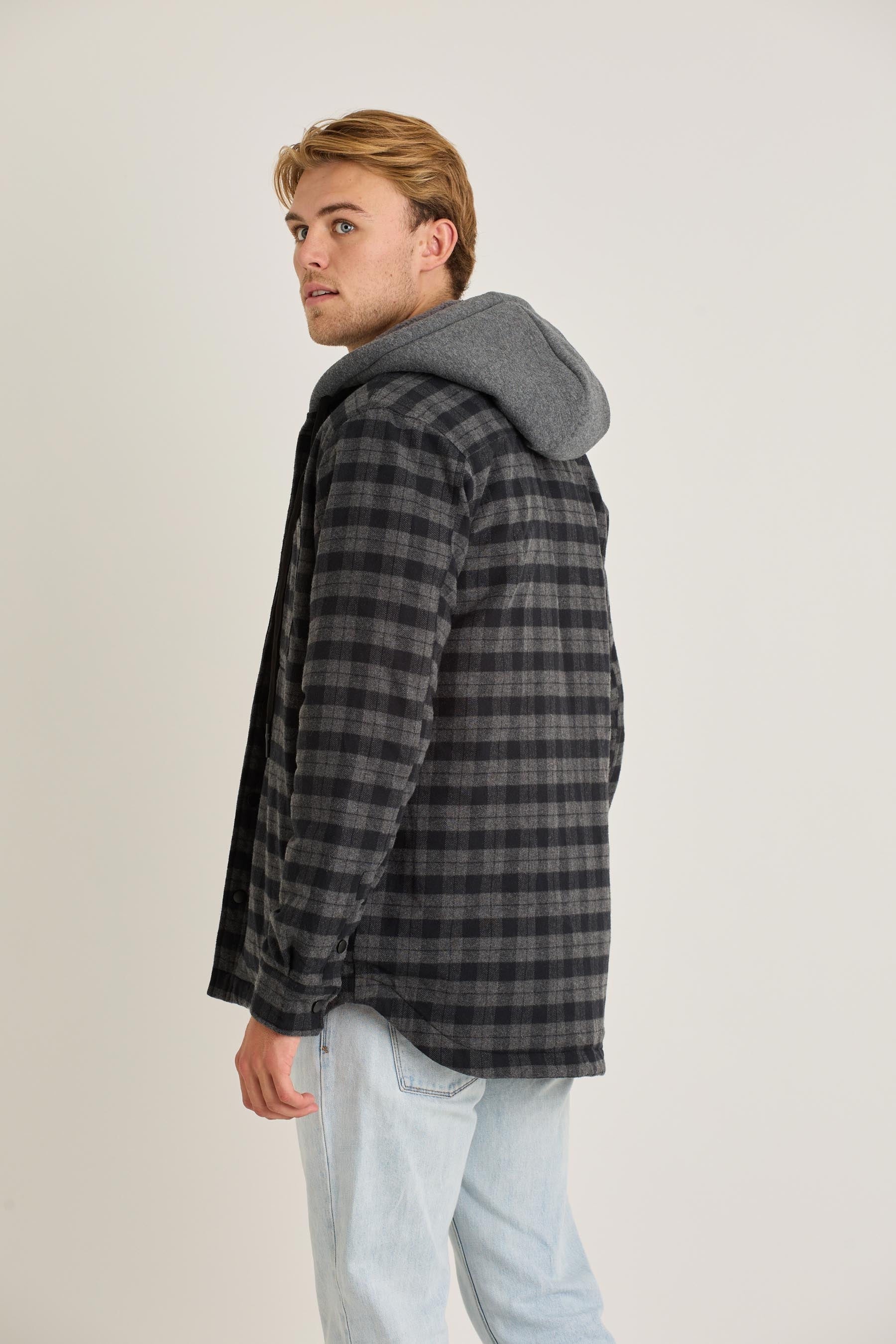 Jetpilot Quilted Sherpa Mens Jacket - Black 5 — view 05 (5)