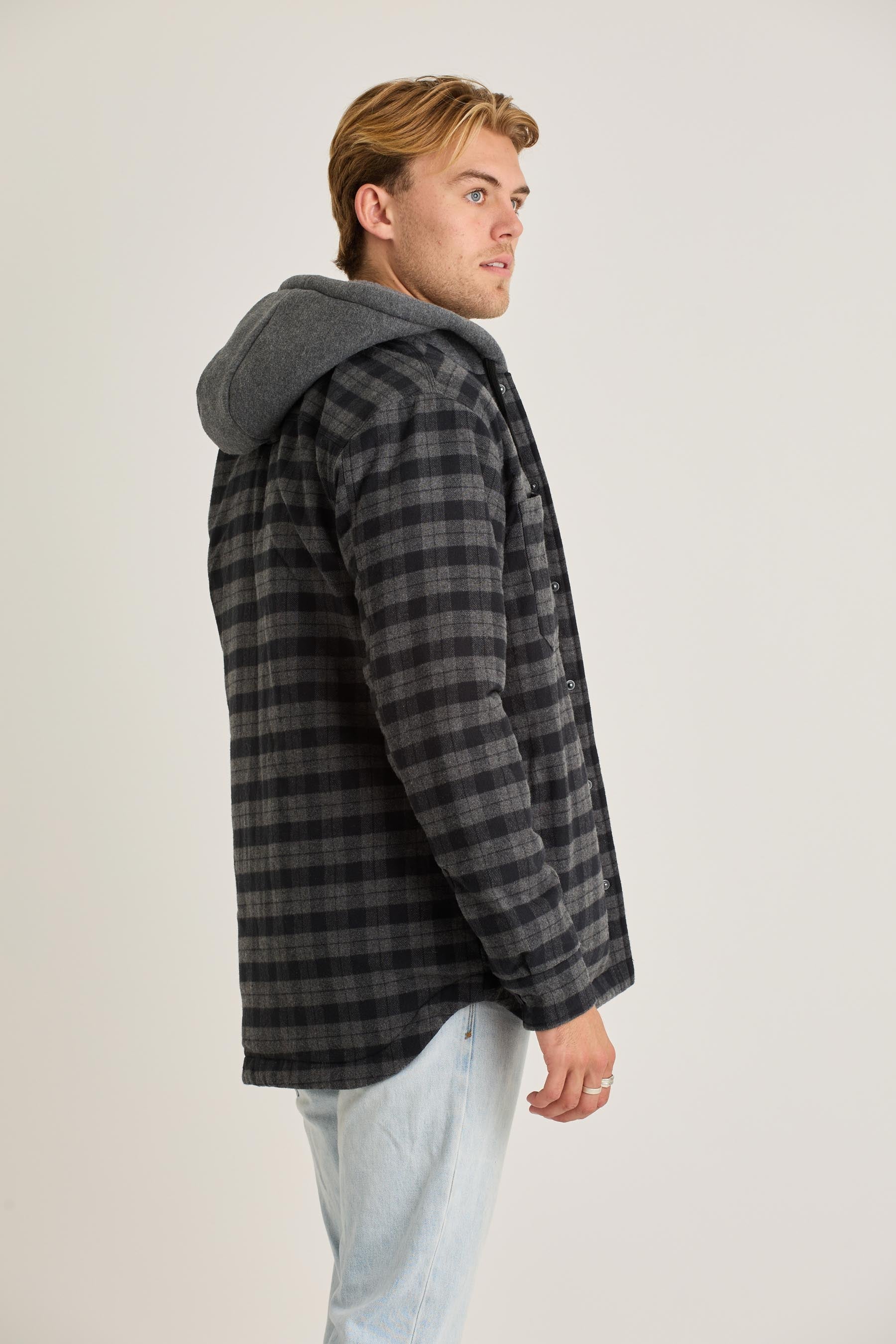 Jetpilot Quilted Sherpa Mens Jacket - Black 7 — view 07 (5)