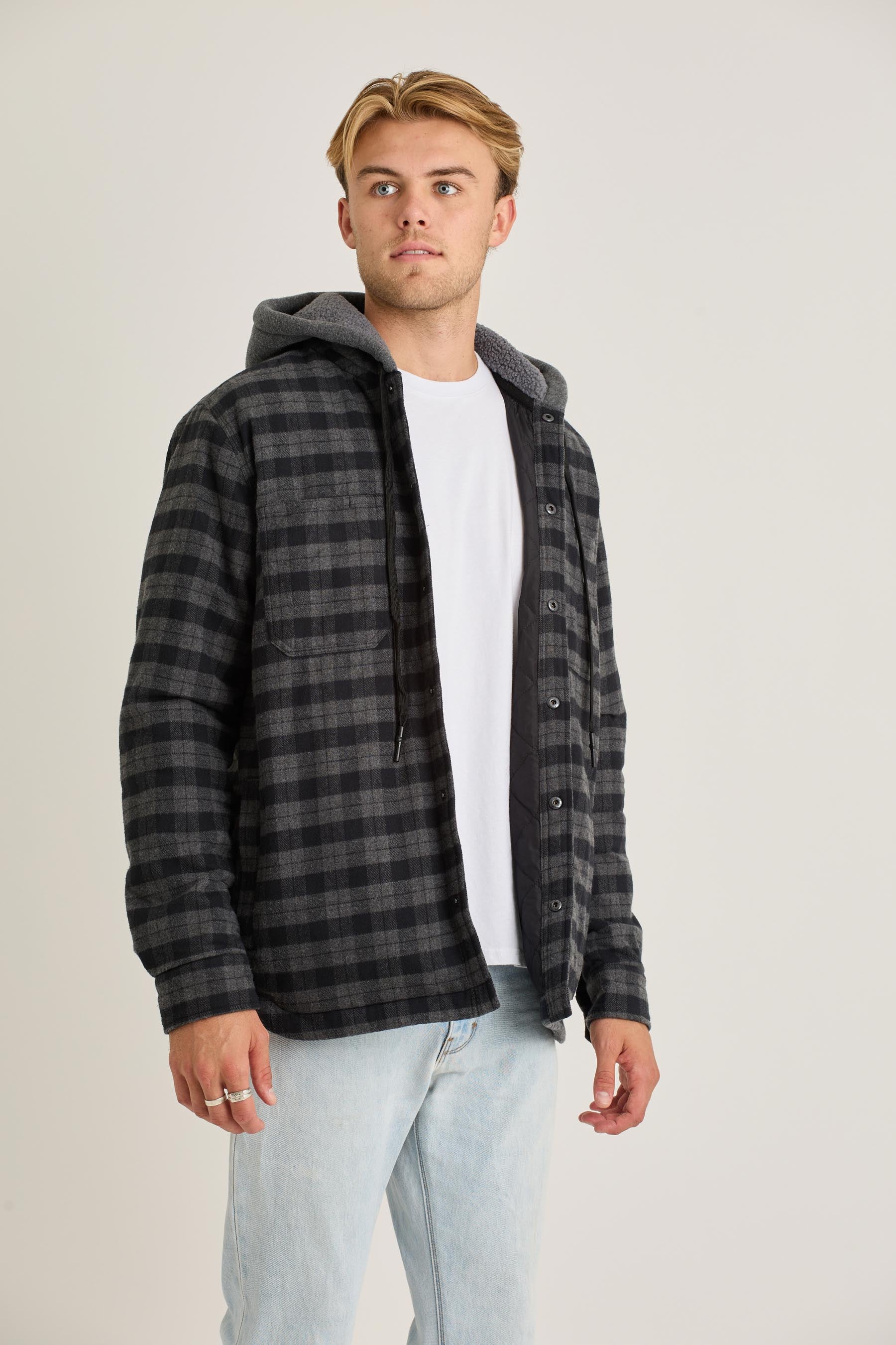 Jetpilot  Quilted Sherpa Mens Jacket - Black 8