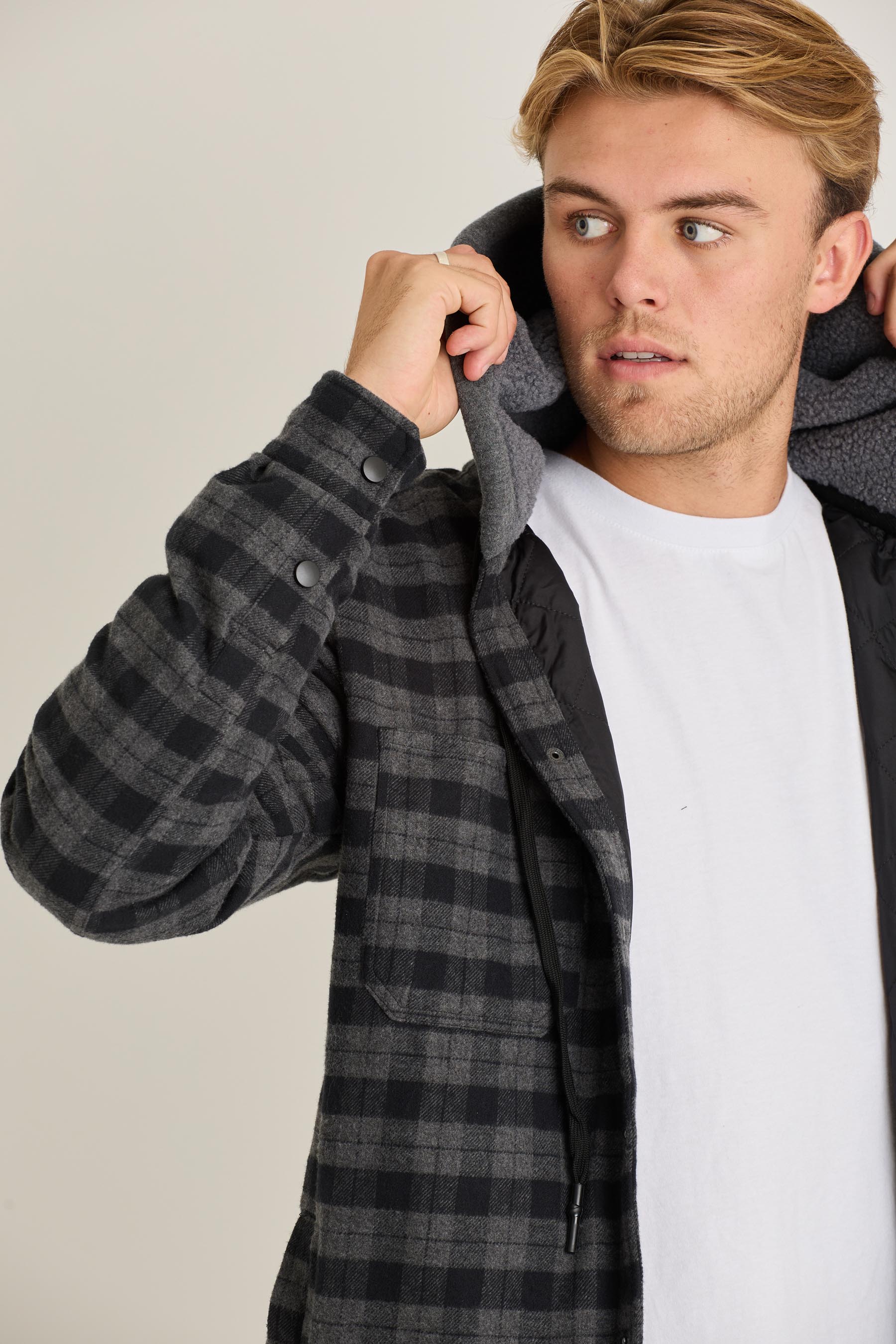 Jetpilot Quilted Sherpa Mens Jacket - Black 9 — view 09 (5)