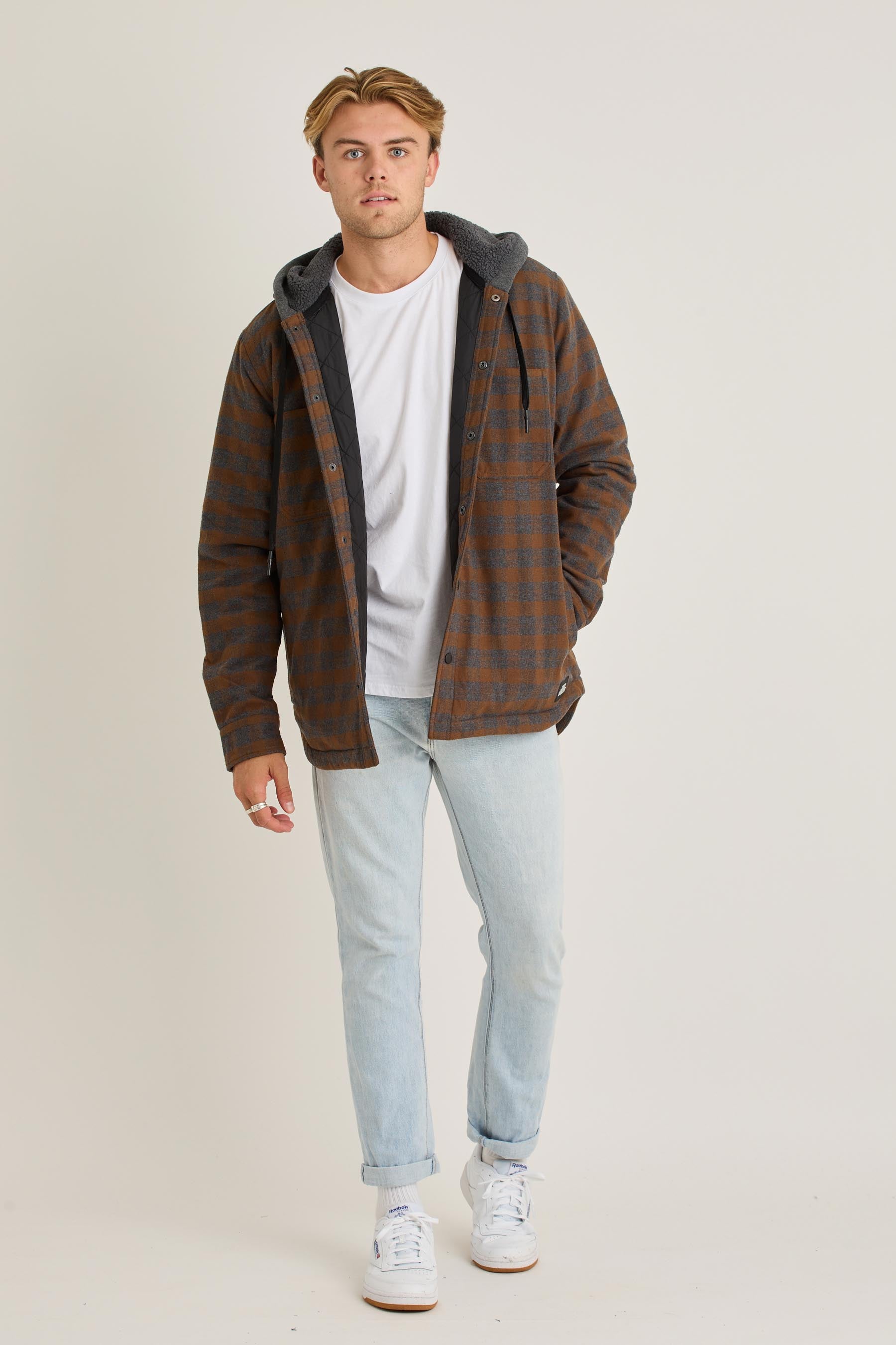 Quilted Sherpa Mens Jacket - Rust — view 01 (3)