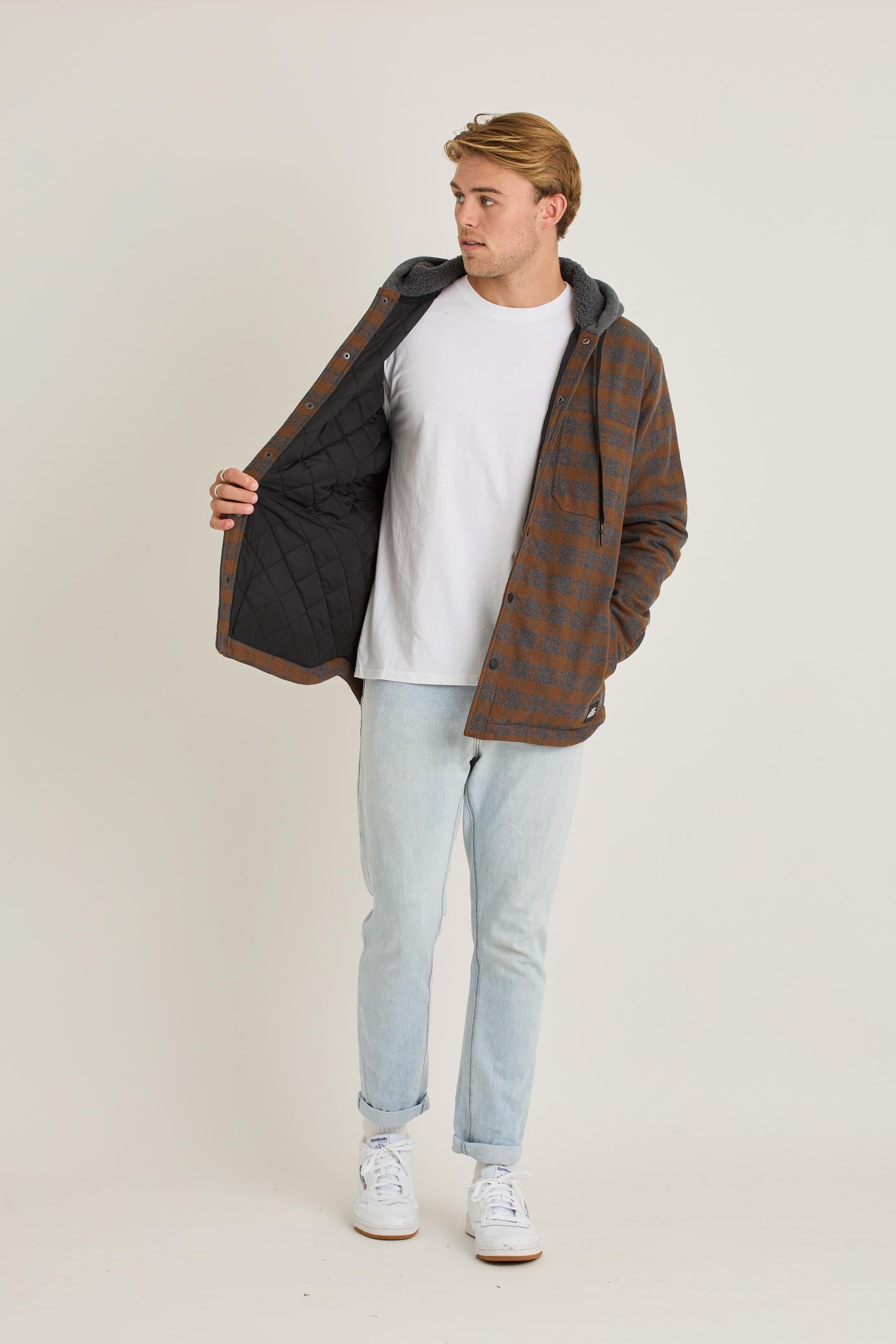 Quilted Sherpa Mens Jacket - Rust - photo 3 — view 03 (3)