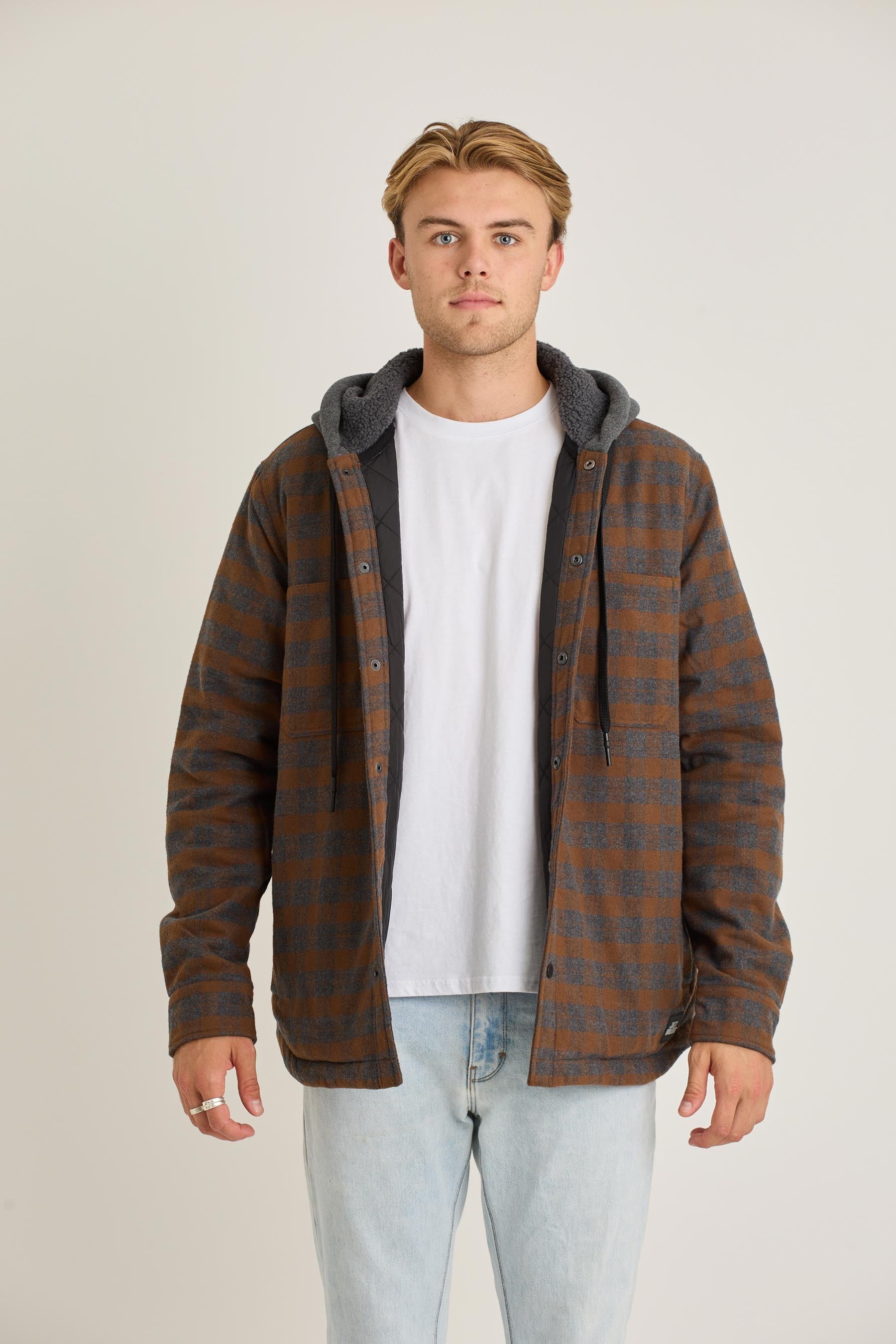 Quilted Sherpa Mens Jacket - Rust - photo 4 — view 04 (3)