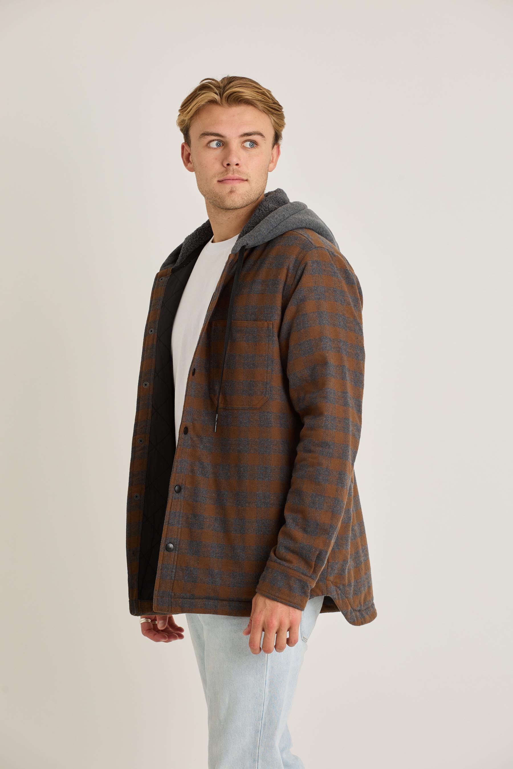 Quilted Sherpa Mens Jacket - Rust - photo 5 — view 05 (3)