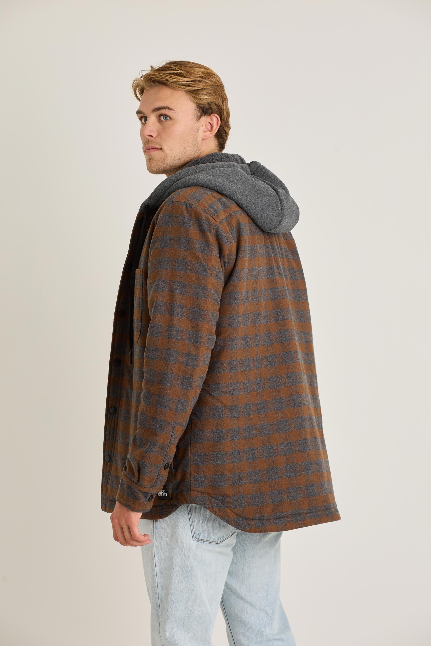 Quilted Sherpa Mens Jacket - Rust - photo 6 — view 06 (3)