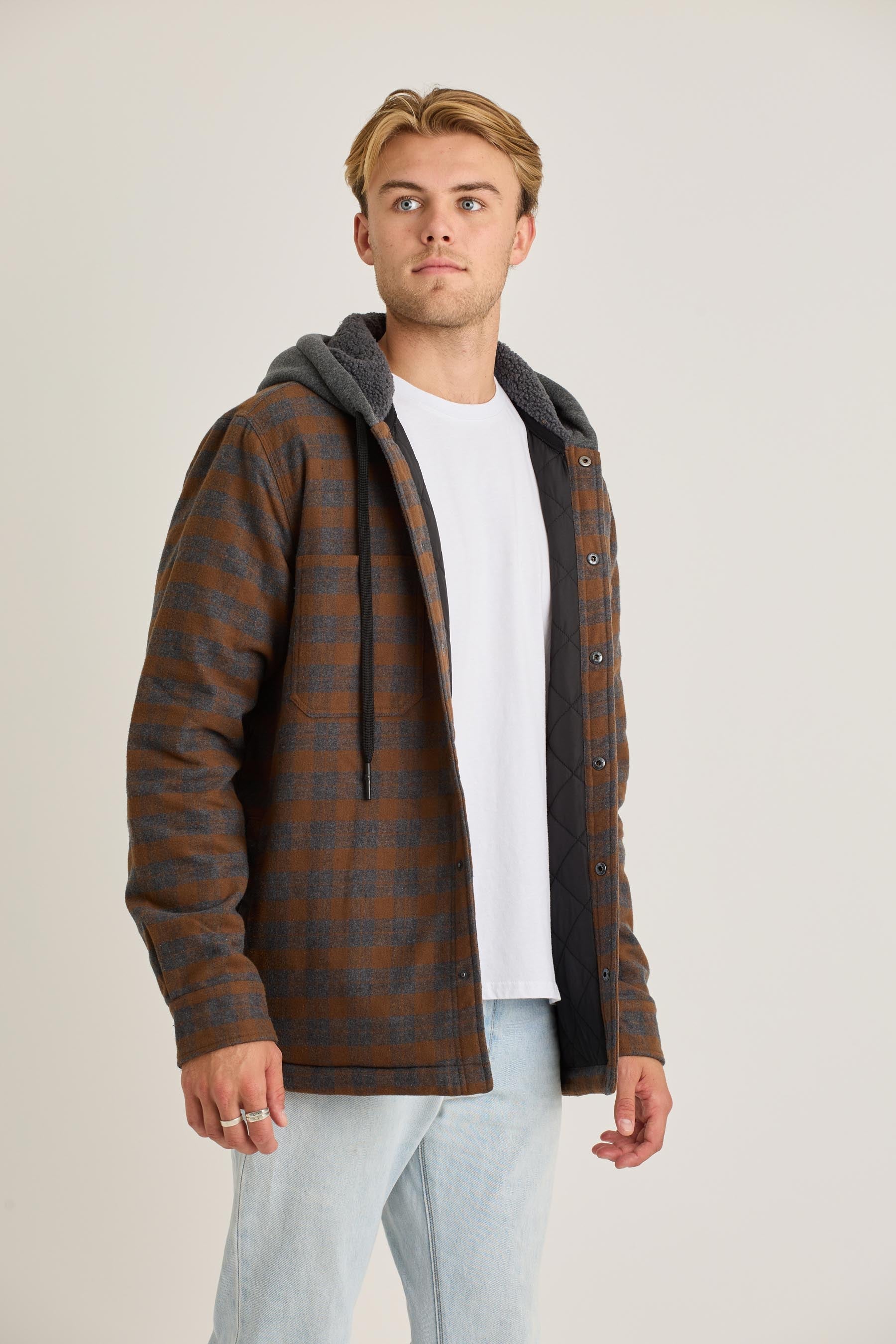 Quilted Sherpa Mens Jacket - Rust - photo 8 — view 08 (3)