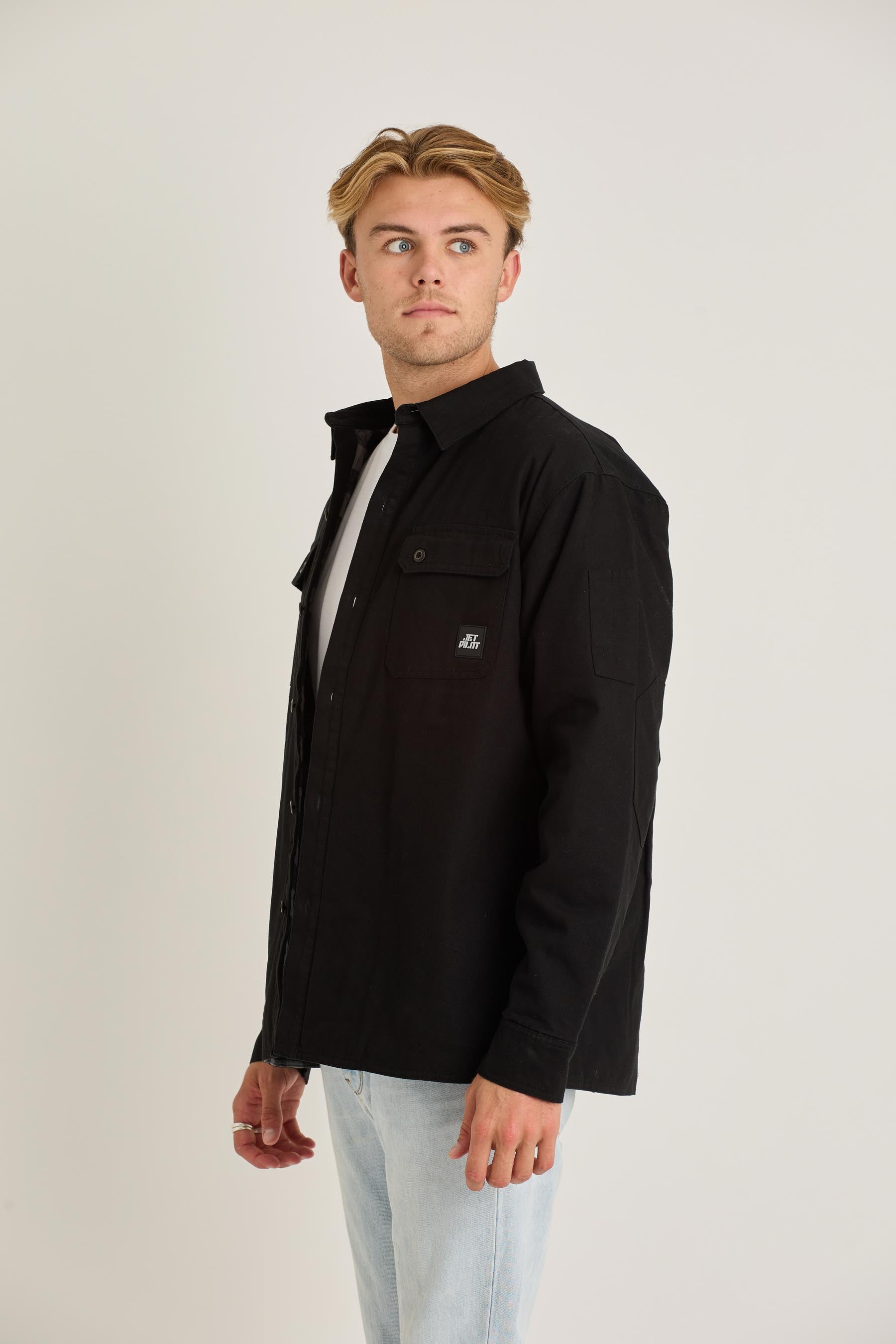 Jetpilot  Canvas Mens Jacket - Black 4