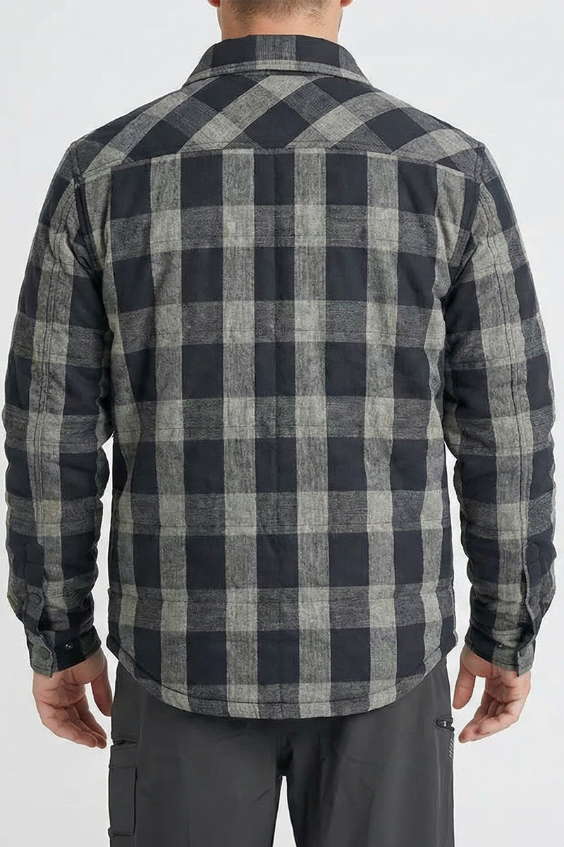 Layered Quilted Flannel Jacket - Black - photo 2 — view 2 (3)