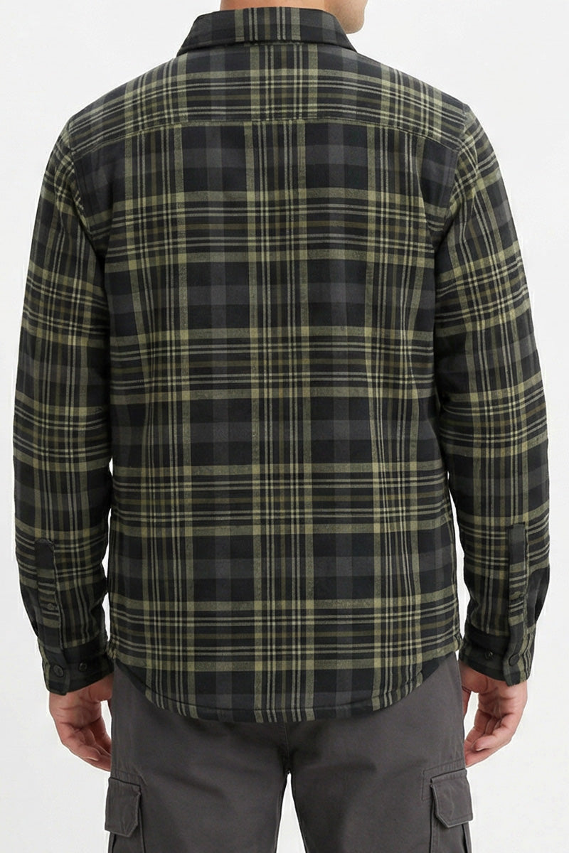Layered Quilted Flannel Jacket - Grey - photo 2 — view 2 (3)