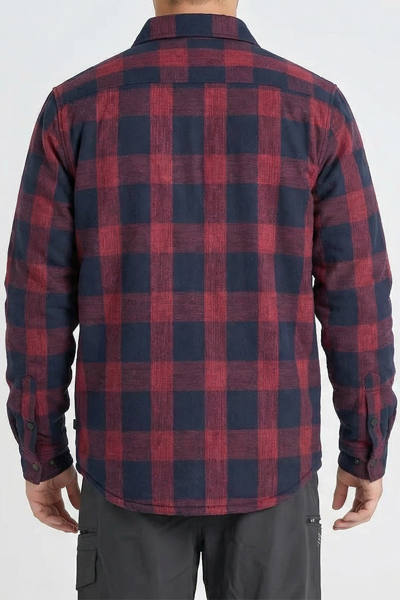 Layered Quilted Flannel Jacket - Red - photo 2 — view 2 (3)