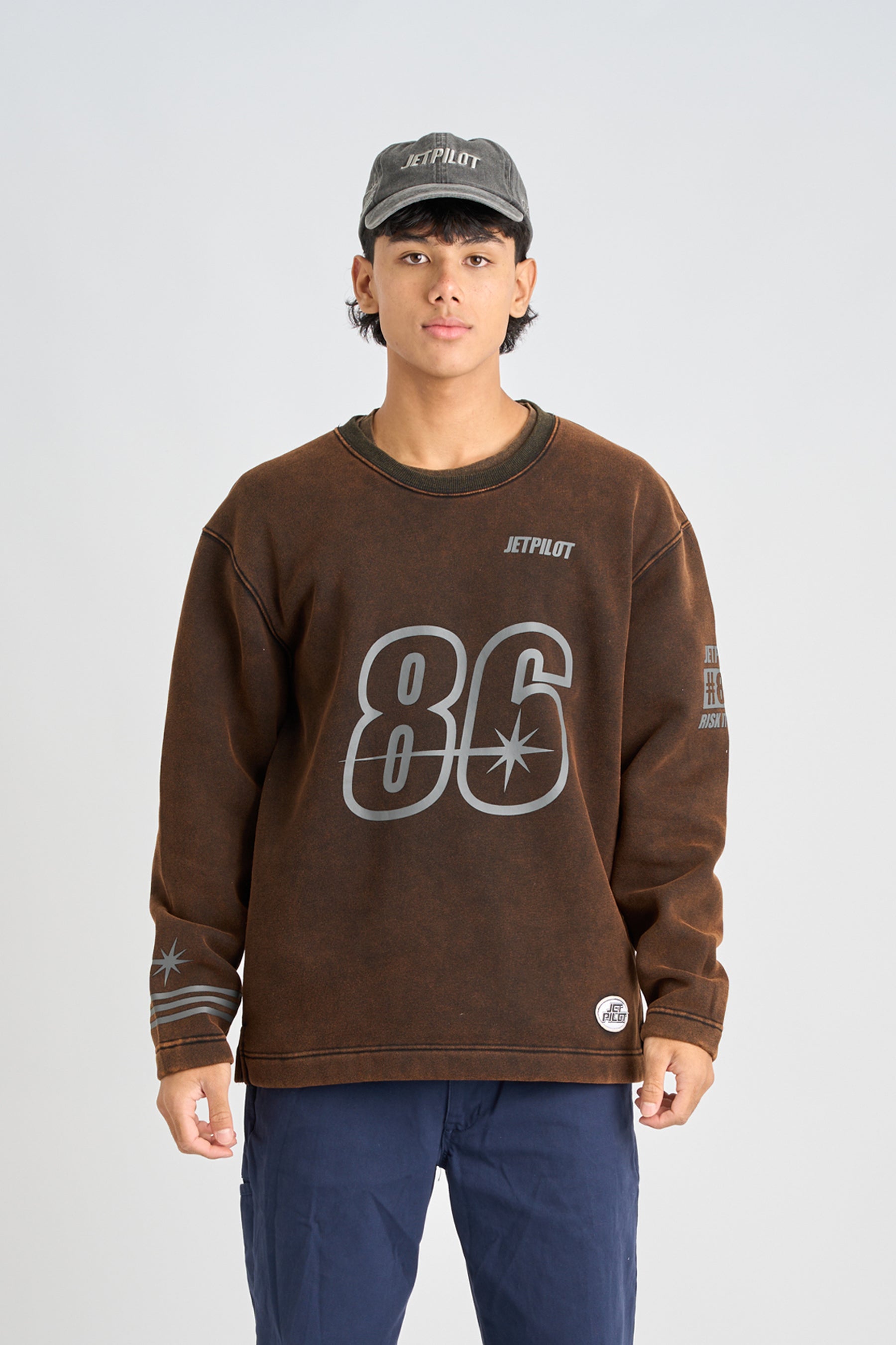 Jetpilot Star Crew Sweatshirt - Acid Black — view 25 (3)