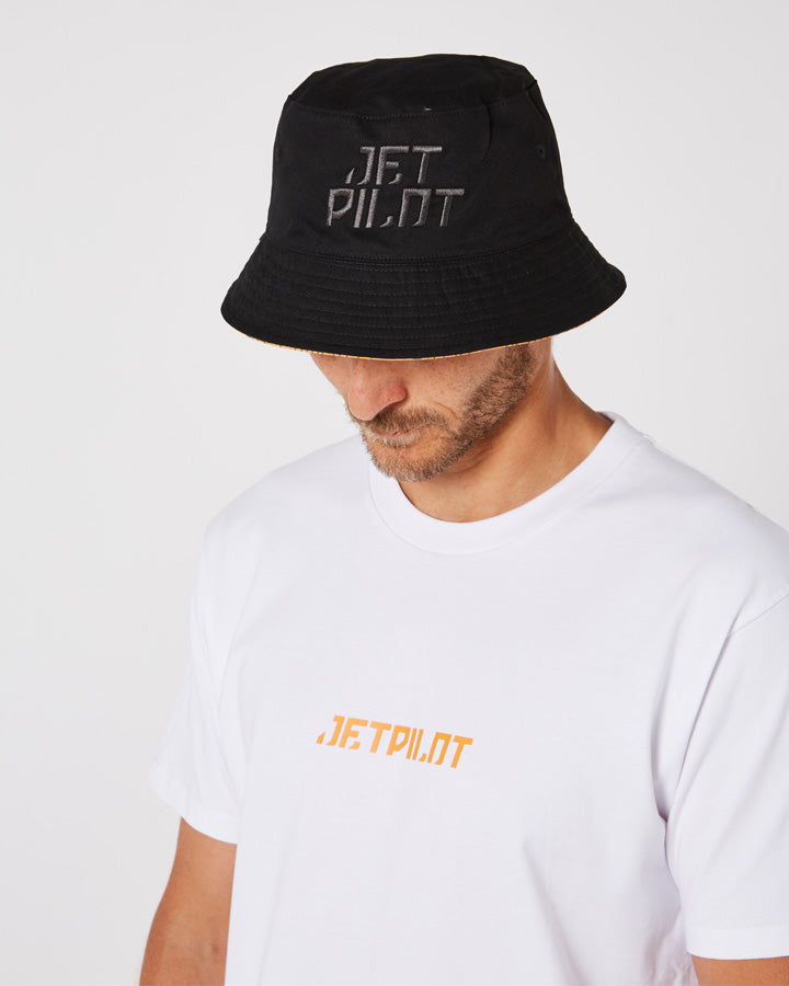 Jetpilot Landscape Revo Mens Bucket Hat - Black/caramel Lifestyle 1