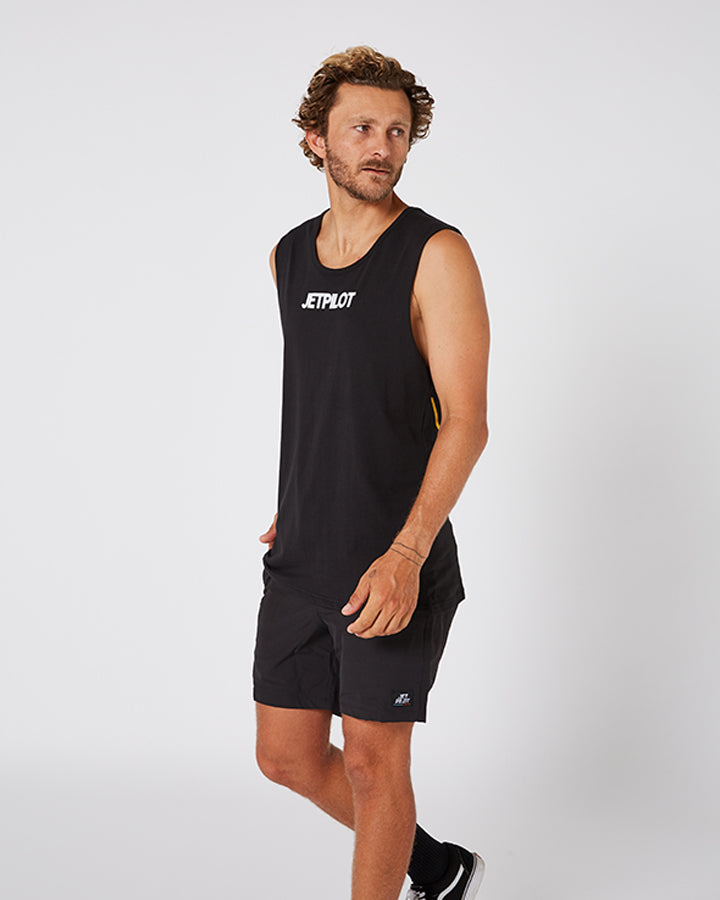 Jetpilot Limits Mens Muscle Tee - Black Lifestyle 2